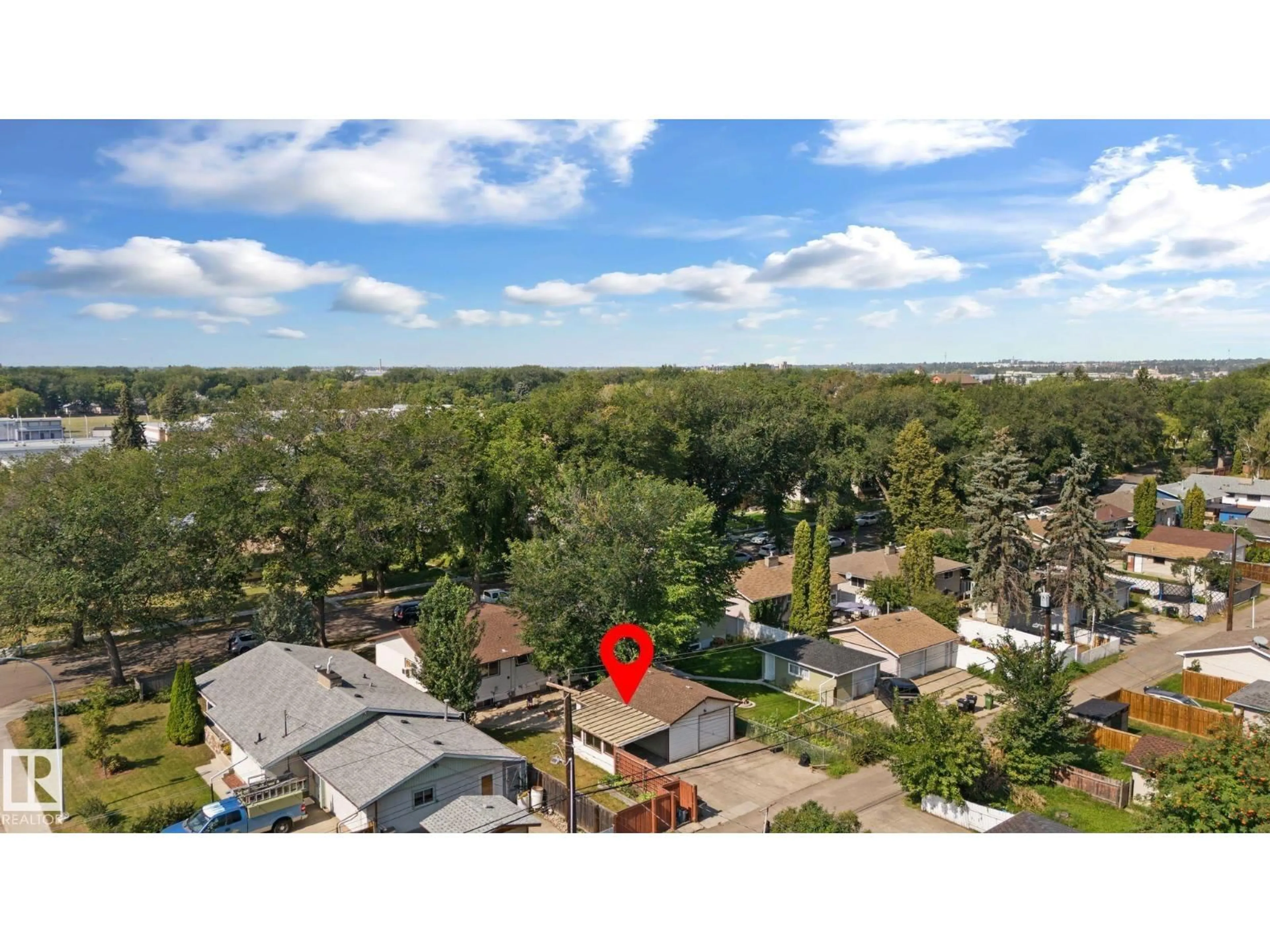 A pic from outside/outdoor area/front of a property/back of a property/a pic from drone, city buildings view from balcony for 12107 53 ST, Edmonton Alberta T5W3L8