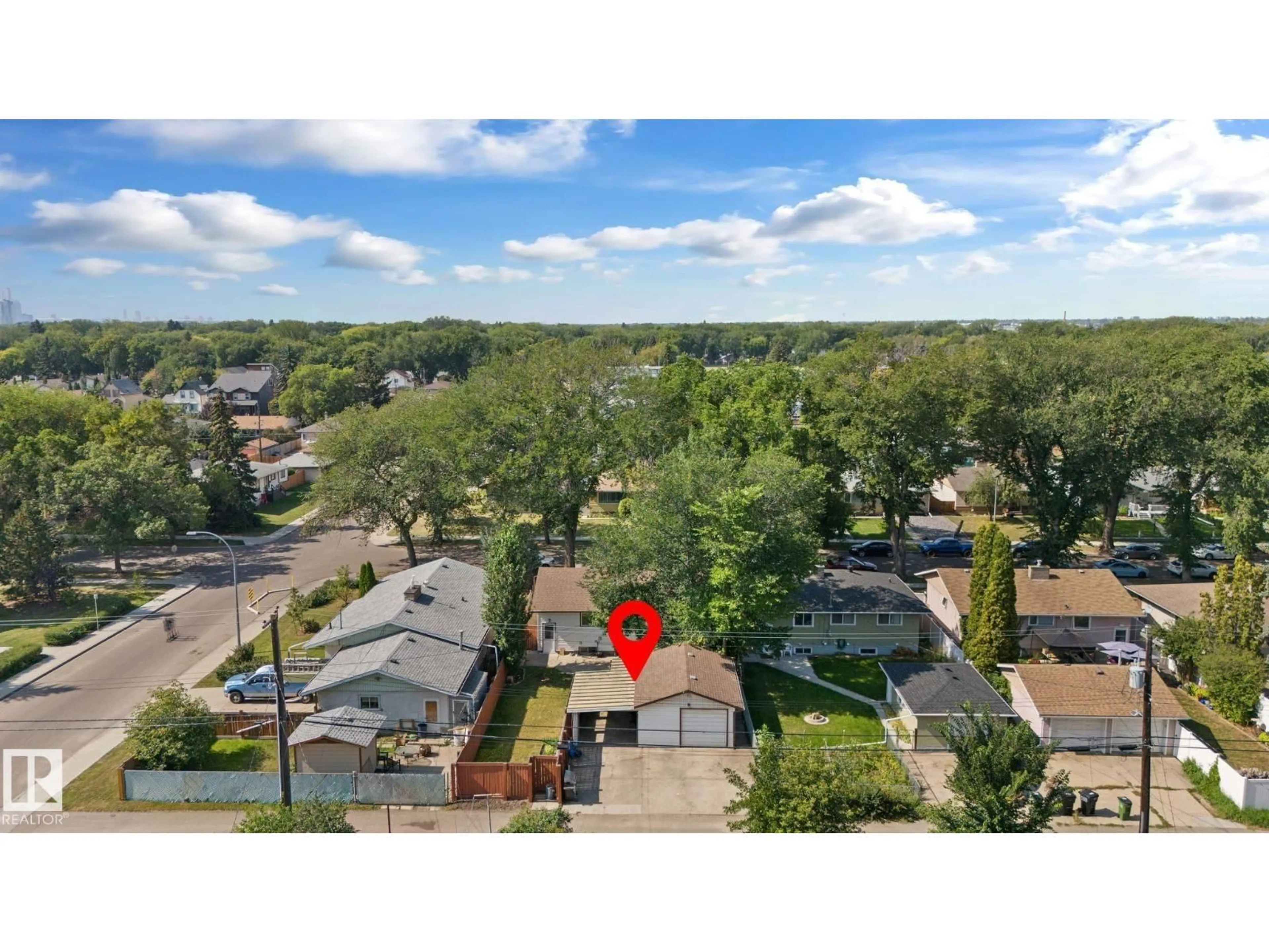 A pic from outside/outdoor area/front of a property/back of a property/a pic from drone, city buildings view from balcony for 12107 53 ST, Edmonton Alberta T5W3L8