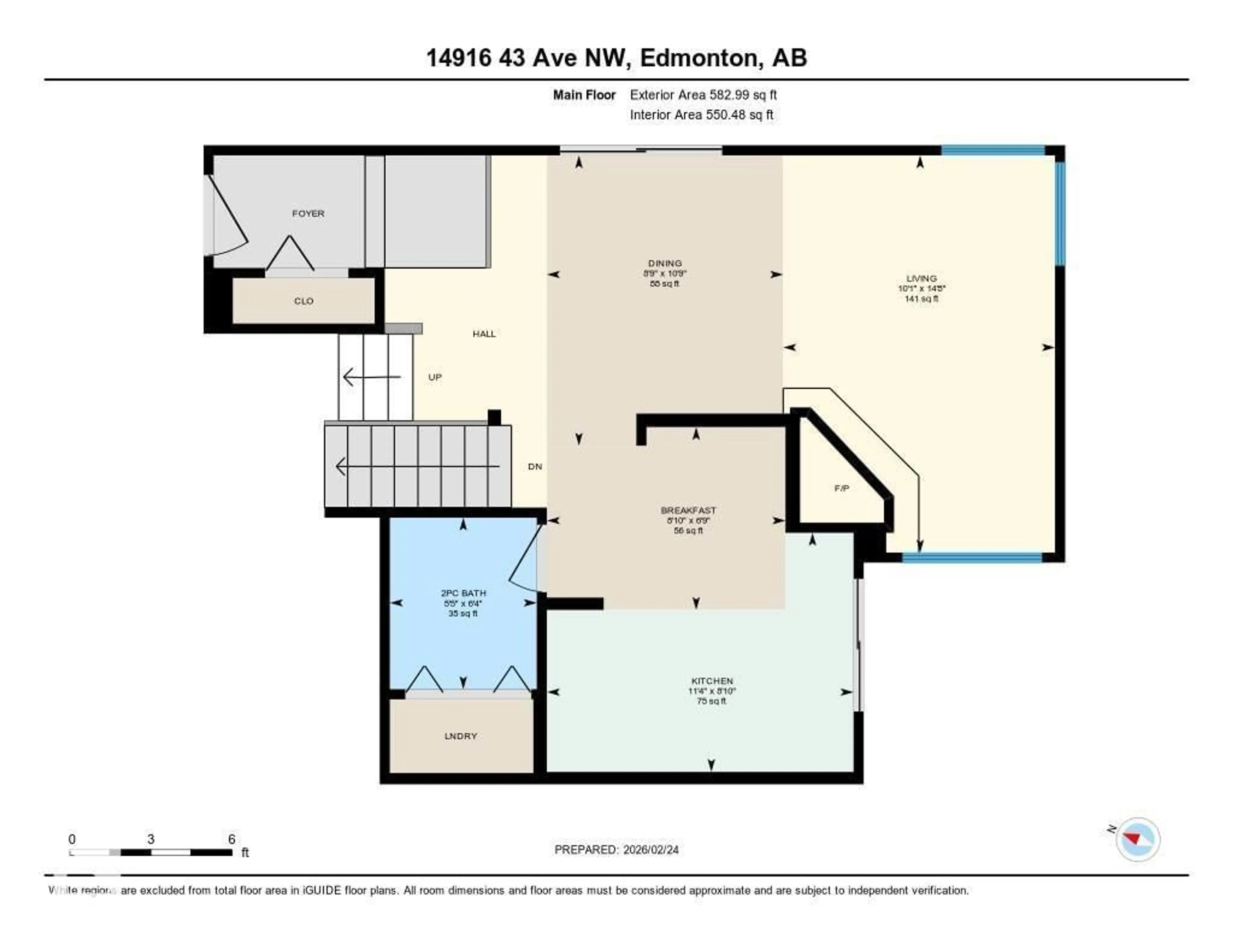 Floor plan for 14916 43 AV, Edmonton Alberta T6H5S1