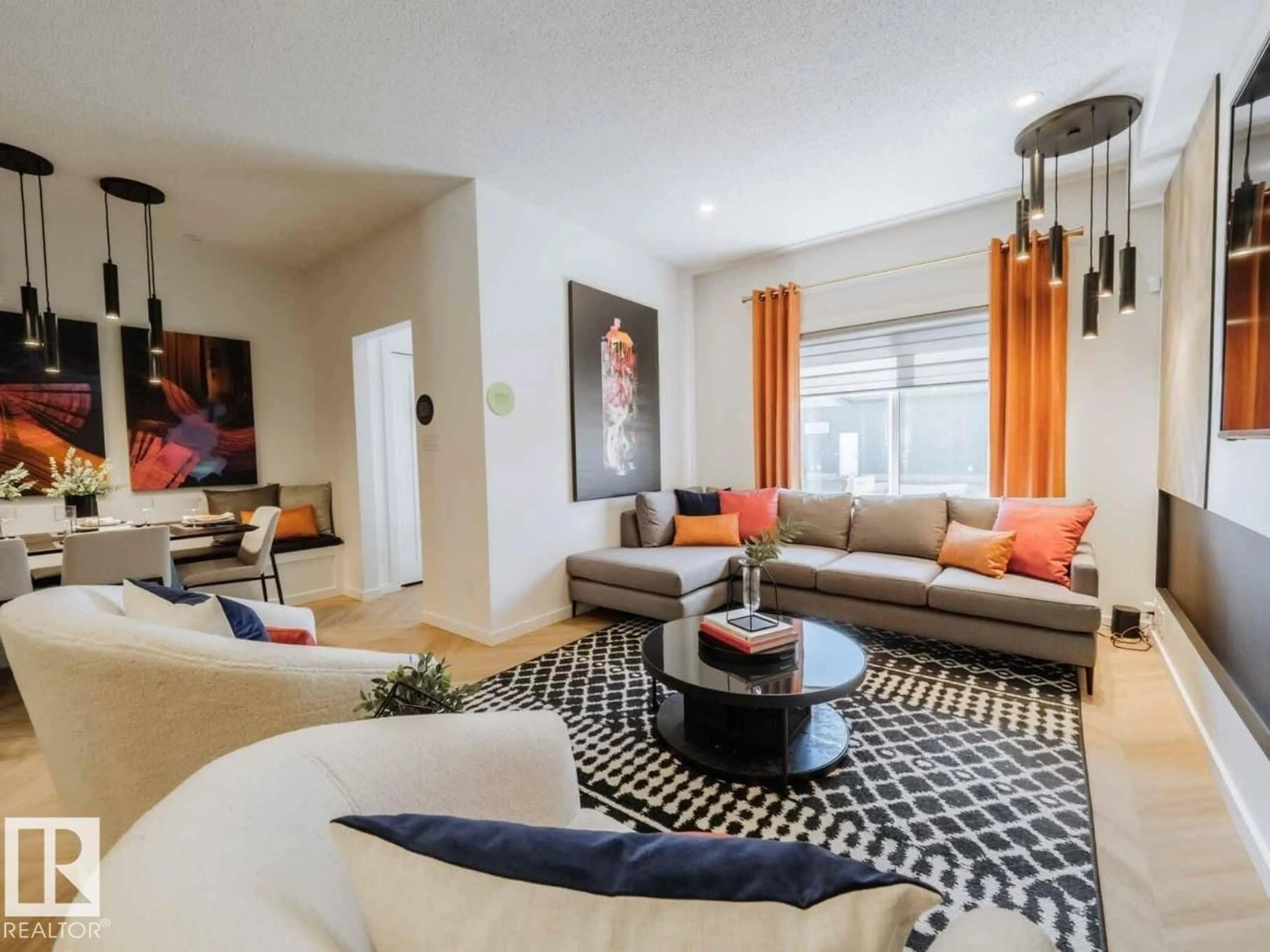 Living room with furniture, carpet floor for NW - 7007 181 AV, Edmonton Alberta T5Z0V5