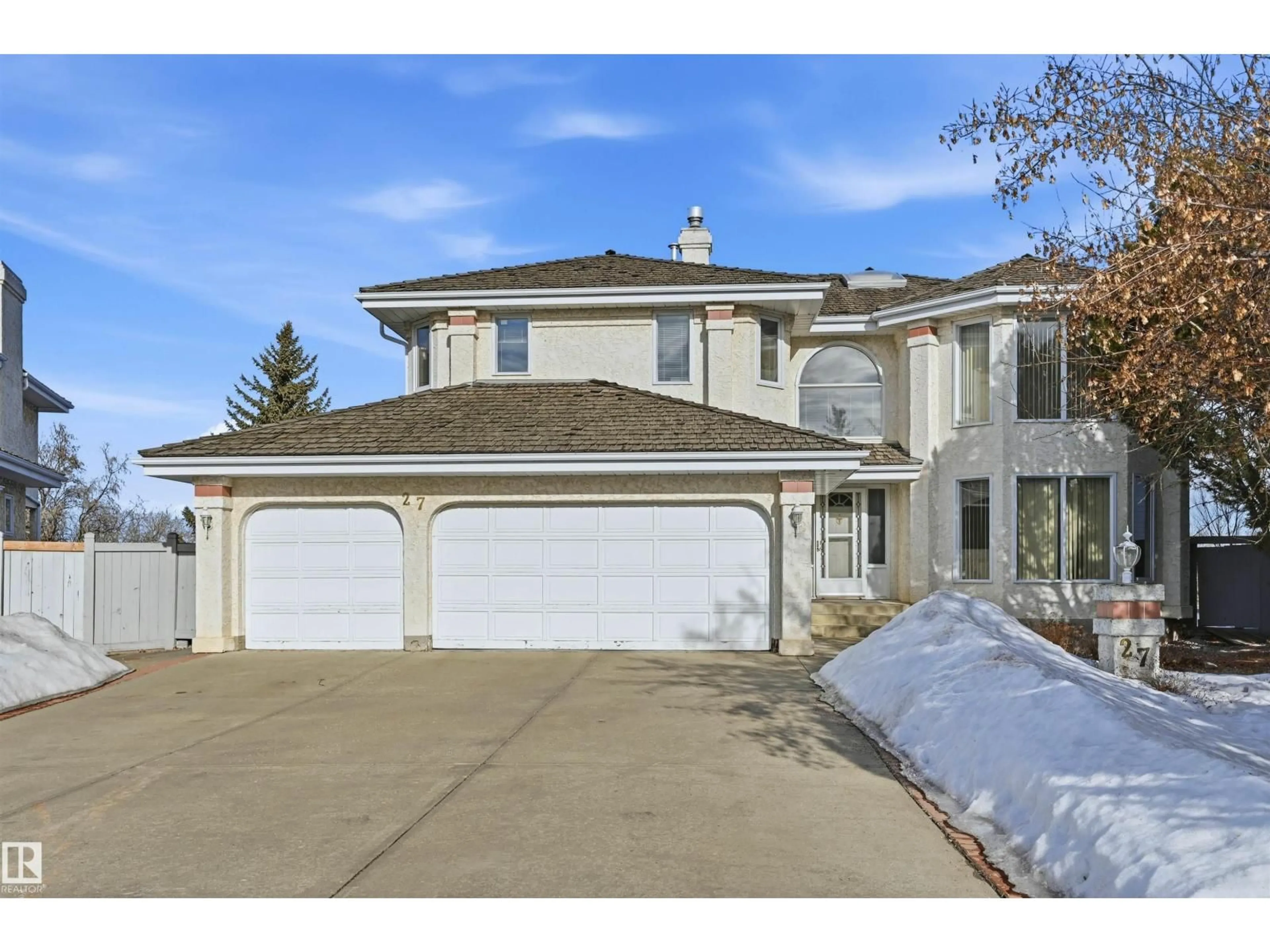 Home with vinyl exterior material, street for 27 CORMACK CR, Edmonton Alberta T6R2E7