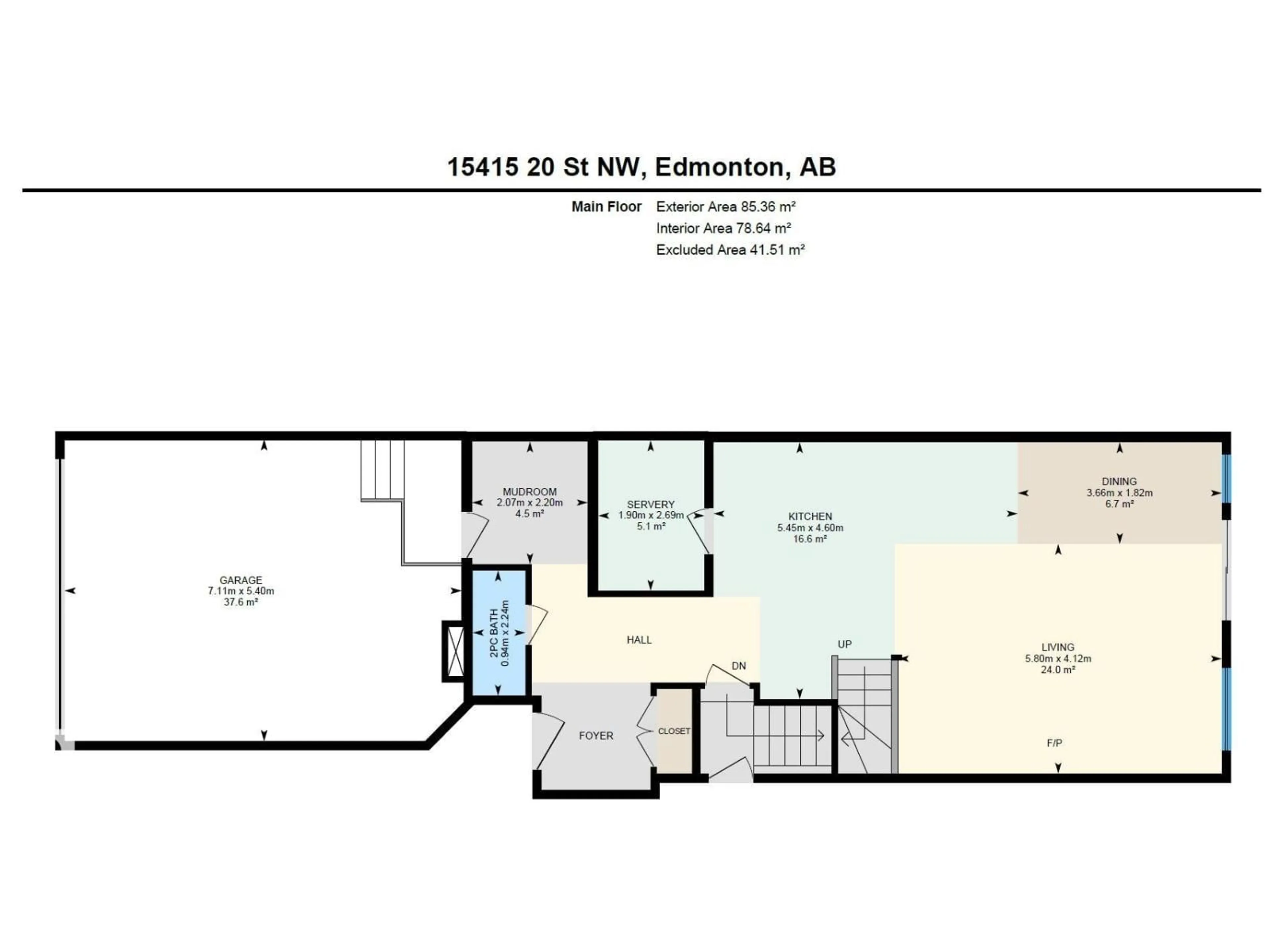 Floor plan for NW - 15415 20 ST, Edmonton Alberta T5Y4H8