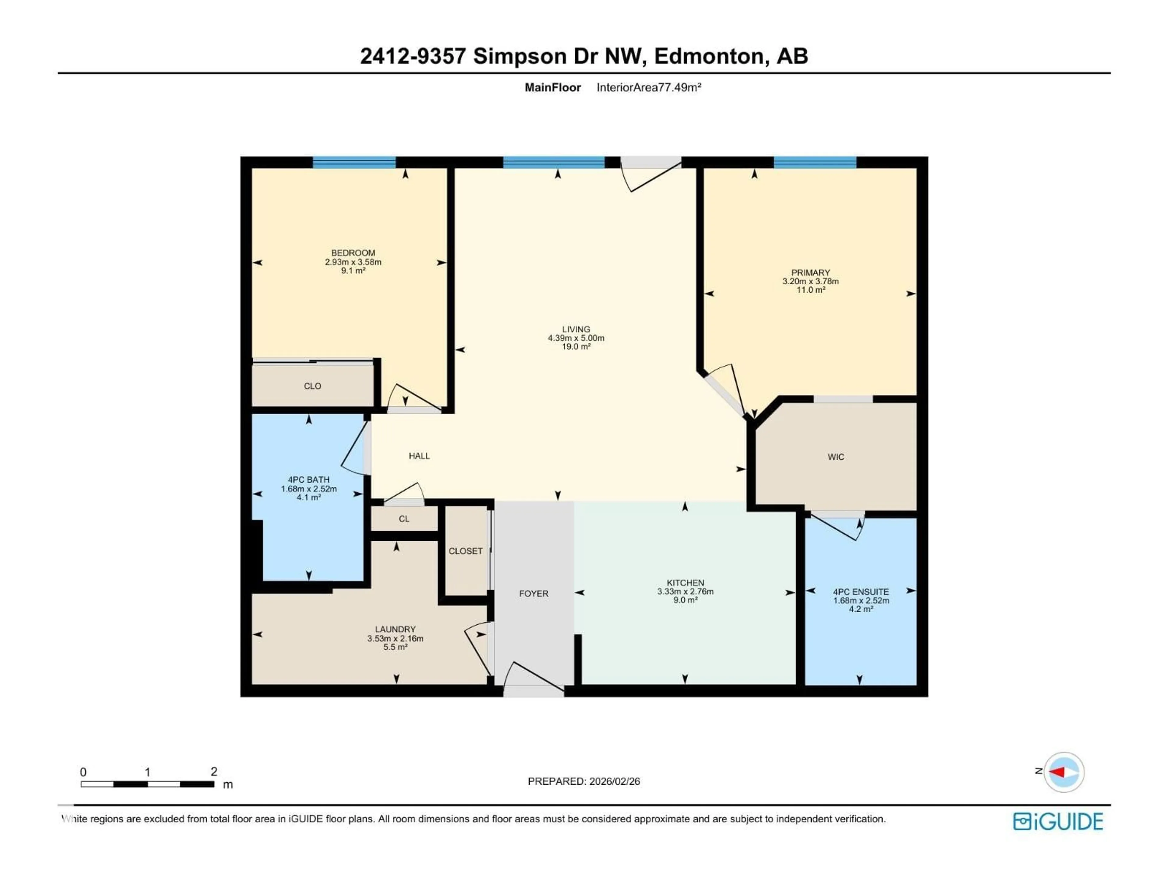 Floor plan for 9357 - 2412 SIMPSON DR, Edmonton Alberta T6R0N3