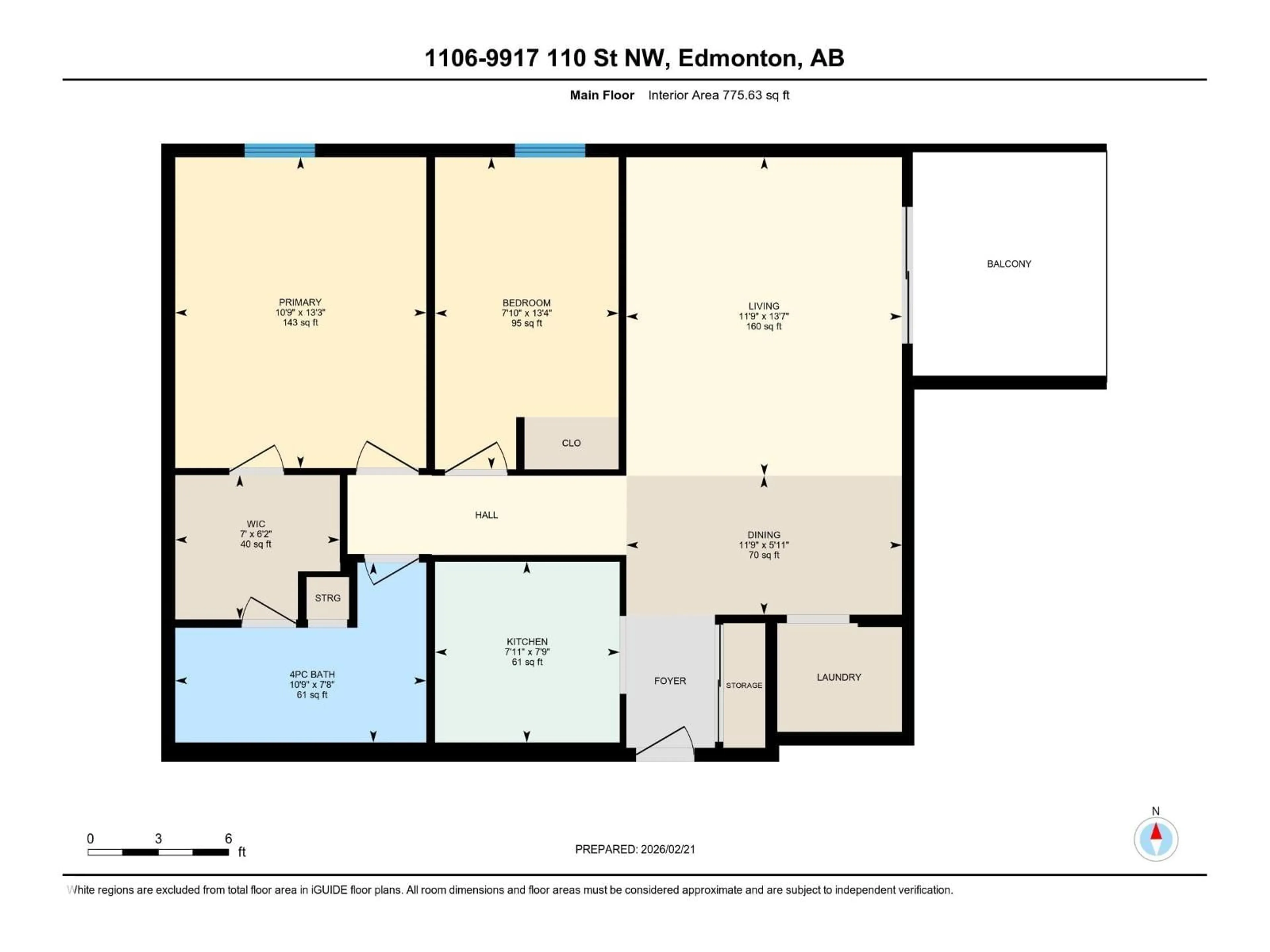 Floor plan for 9917 - 1106 110 ST, Edmonton Alberta T5K2N4
