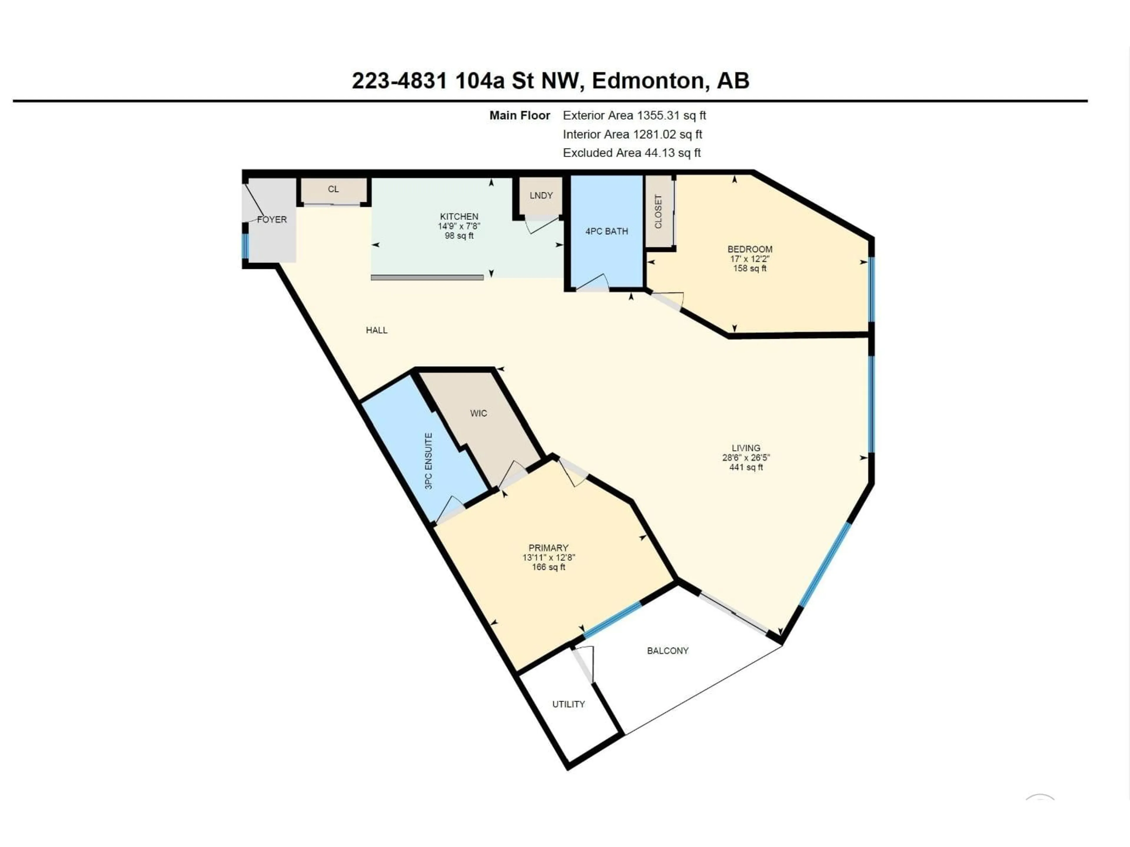Floor plan for #223 - 4831 104A ST, Edmonton Alberta T6H0R5