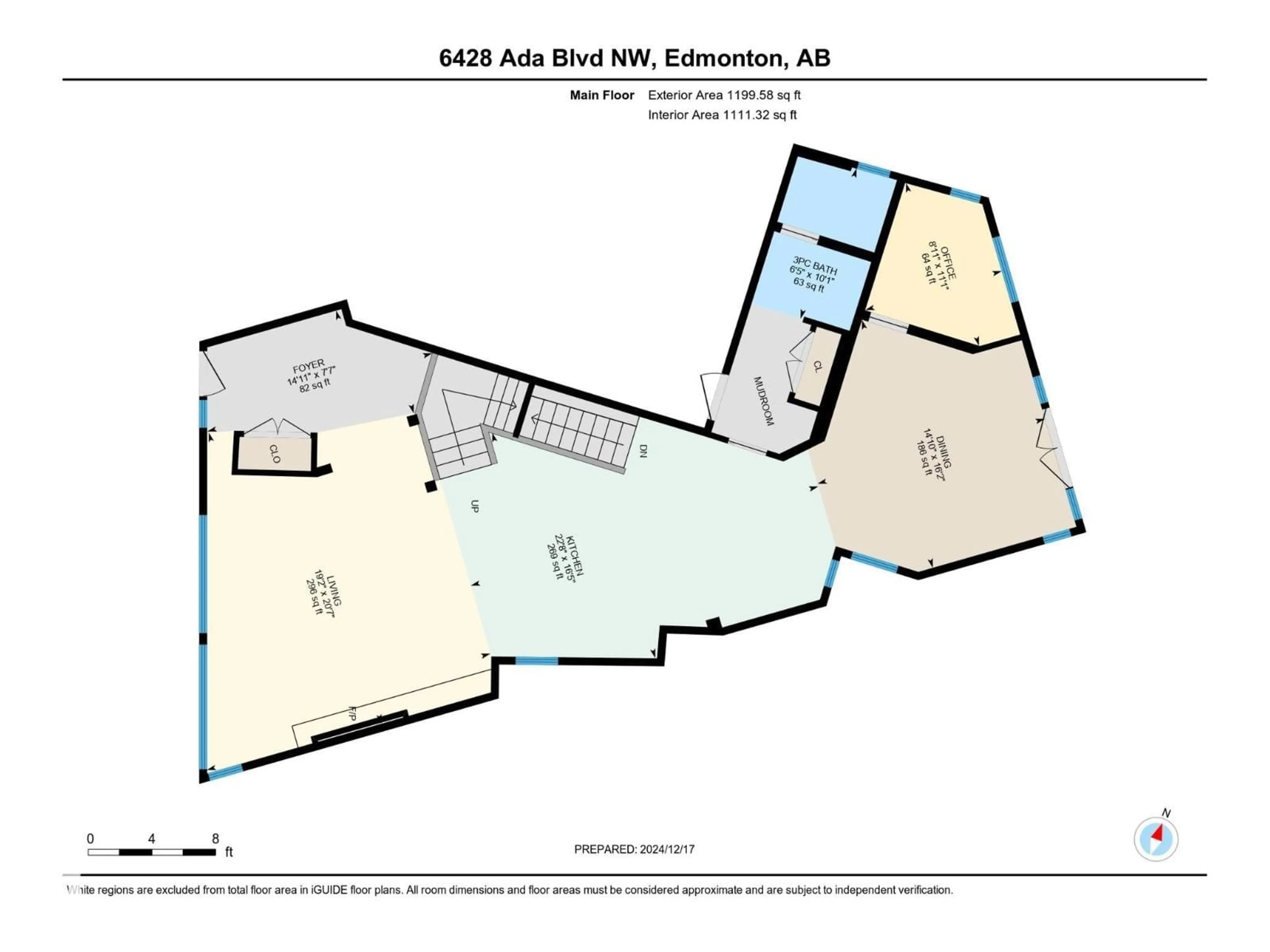 Floor plan for 6428 ADA BV, Edmonton Alberta T5W4P2