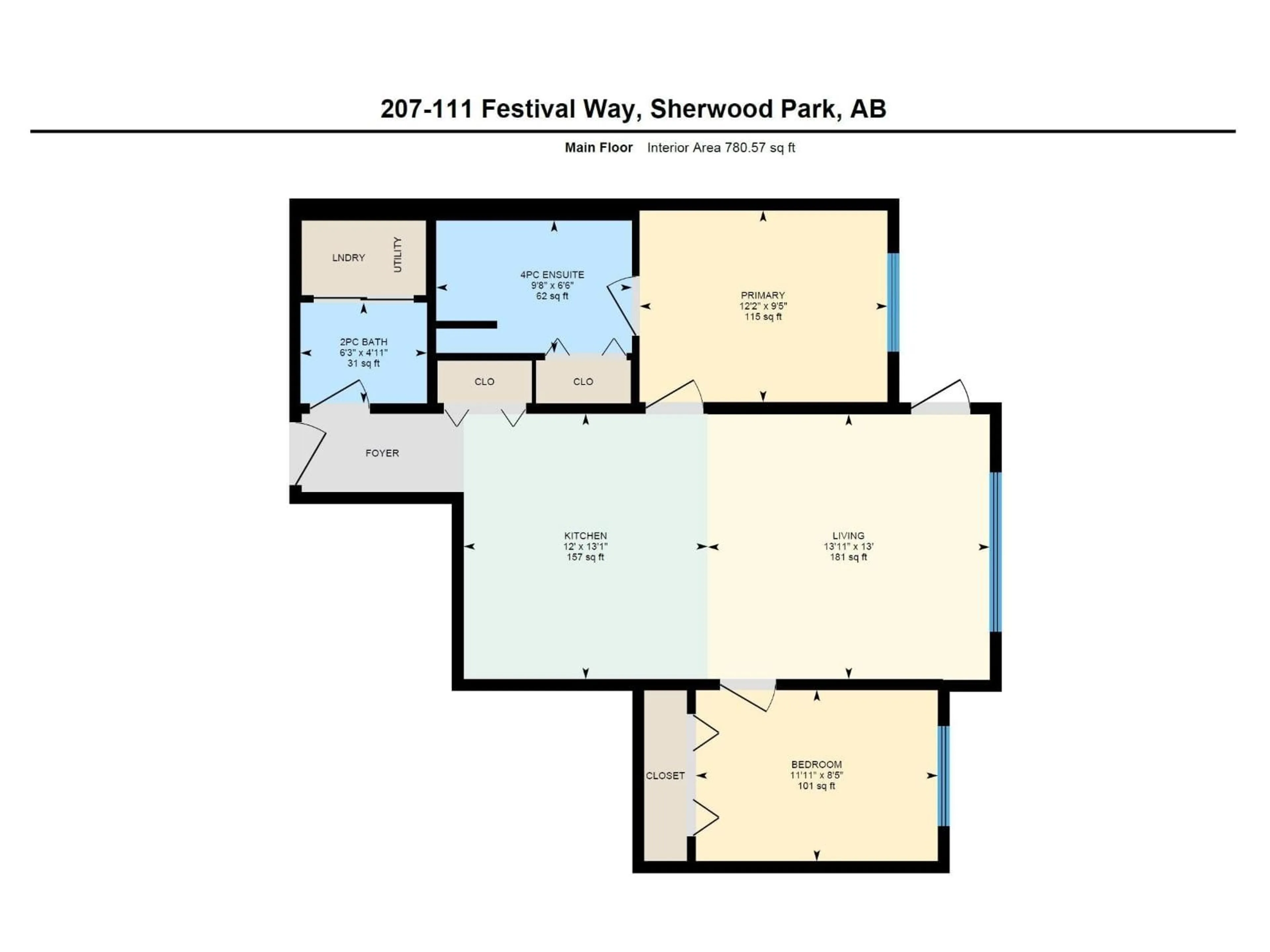 Floor plan for 111 - 207 FESTIVAL WY, Sherwood Park Alberta T8A4Y4