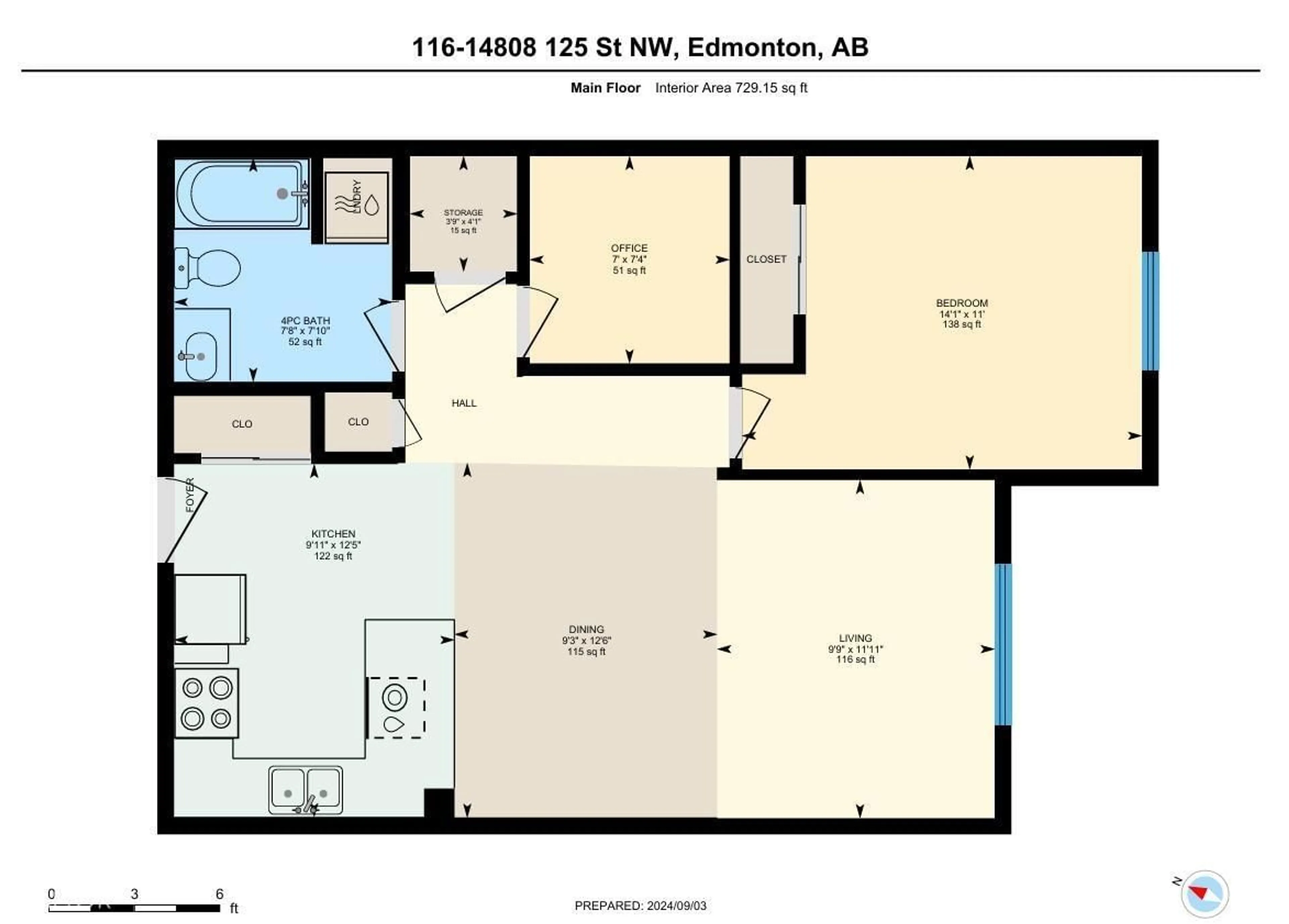 Floor plan for 116 14808 125 ST NW, Edmonton Alberta T5X0G1