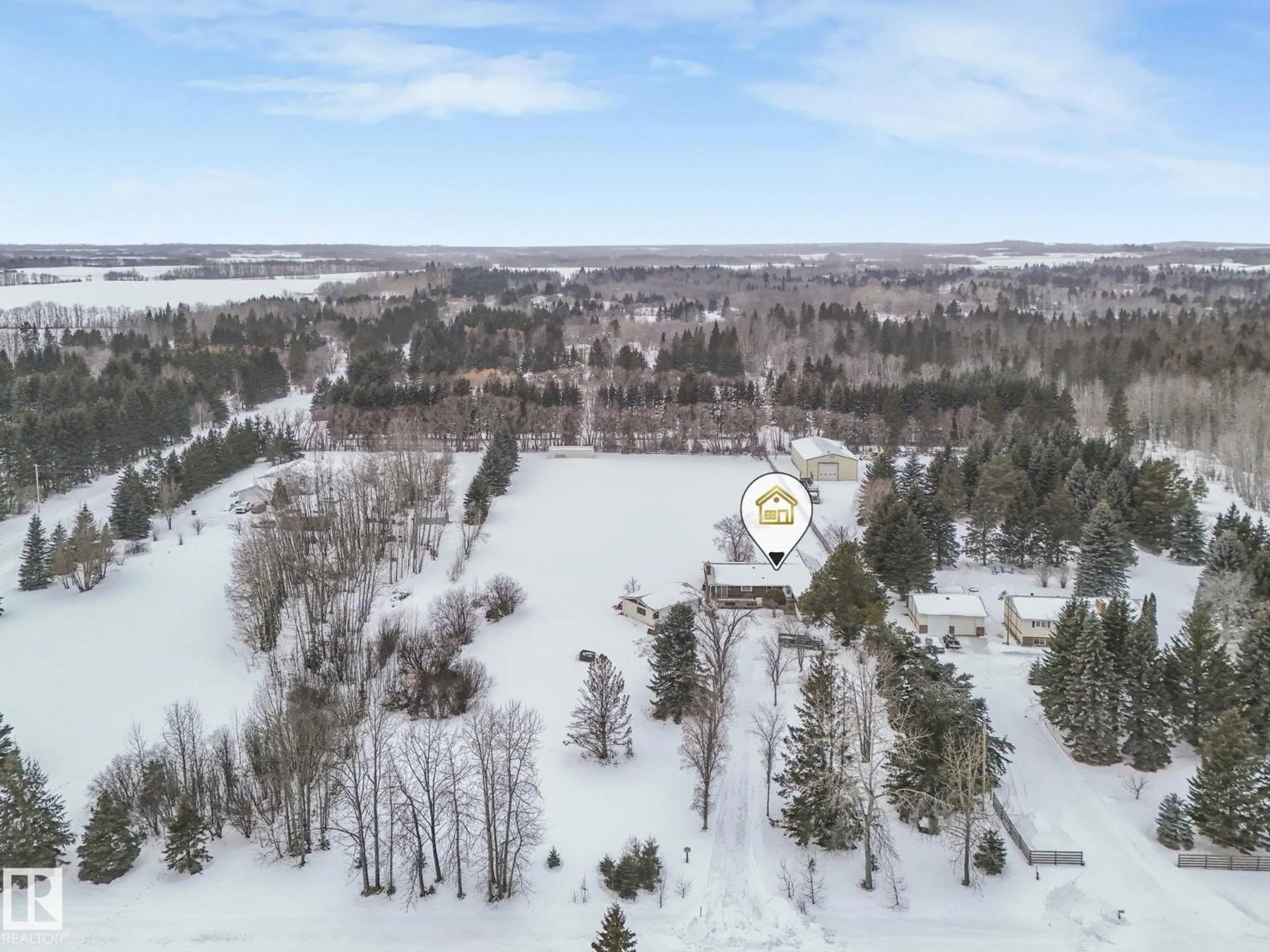 A pic from outside/outdoor area/front of a property/back of a property/a pic from drone, forest/trees view for 53310 - 312 RGE ROAD 275, Rural Parkland County Alberta T7X3V8