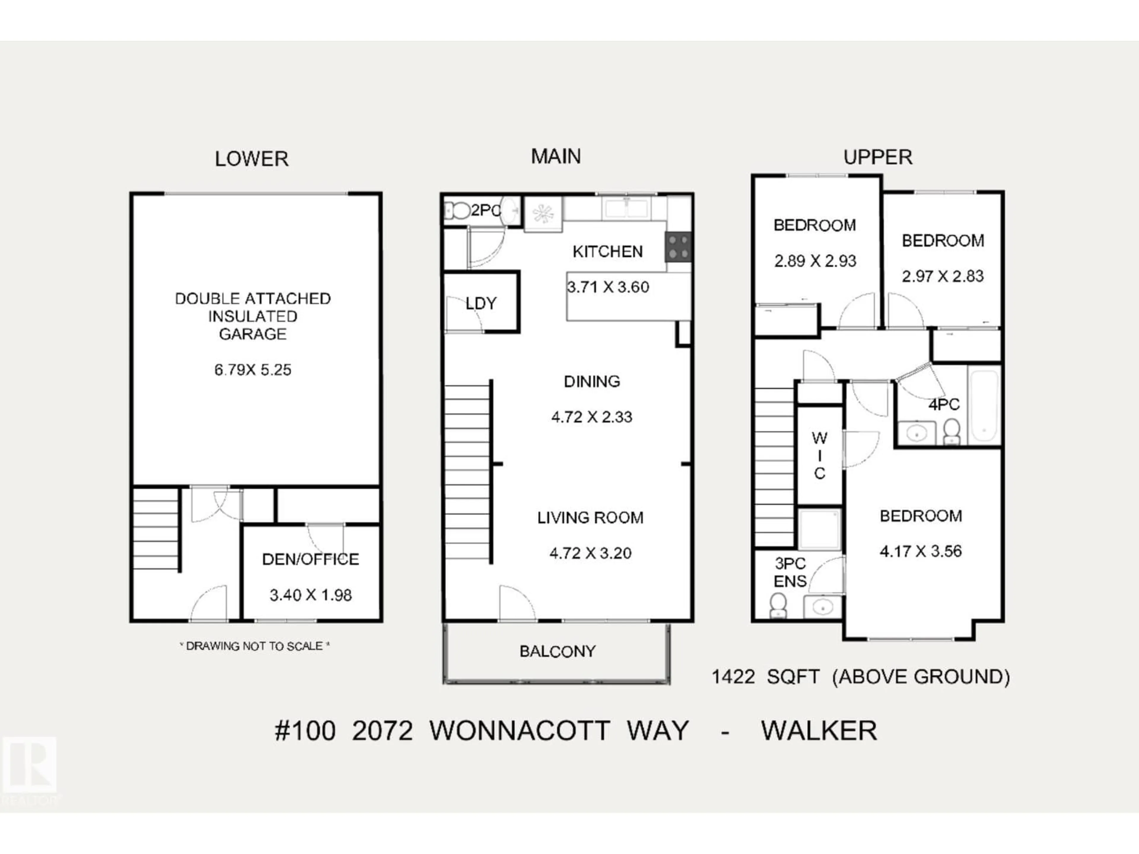 Floor plan for #100 - 2072 WONNACOTT WY, Edmonton Alberta T6X2V7