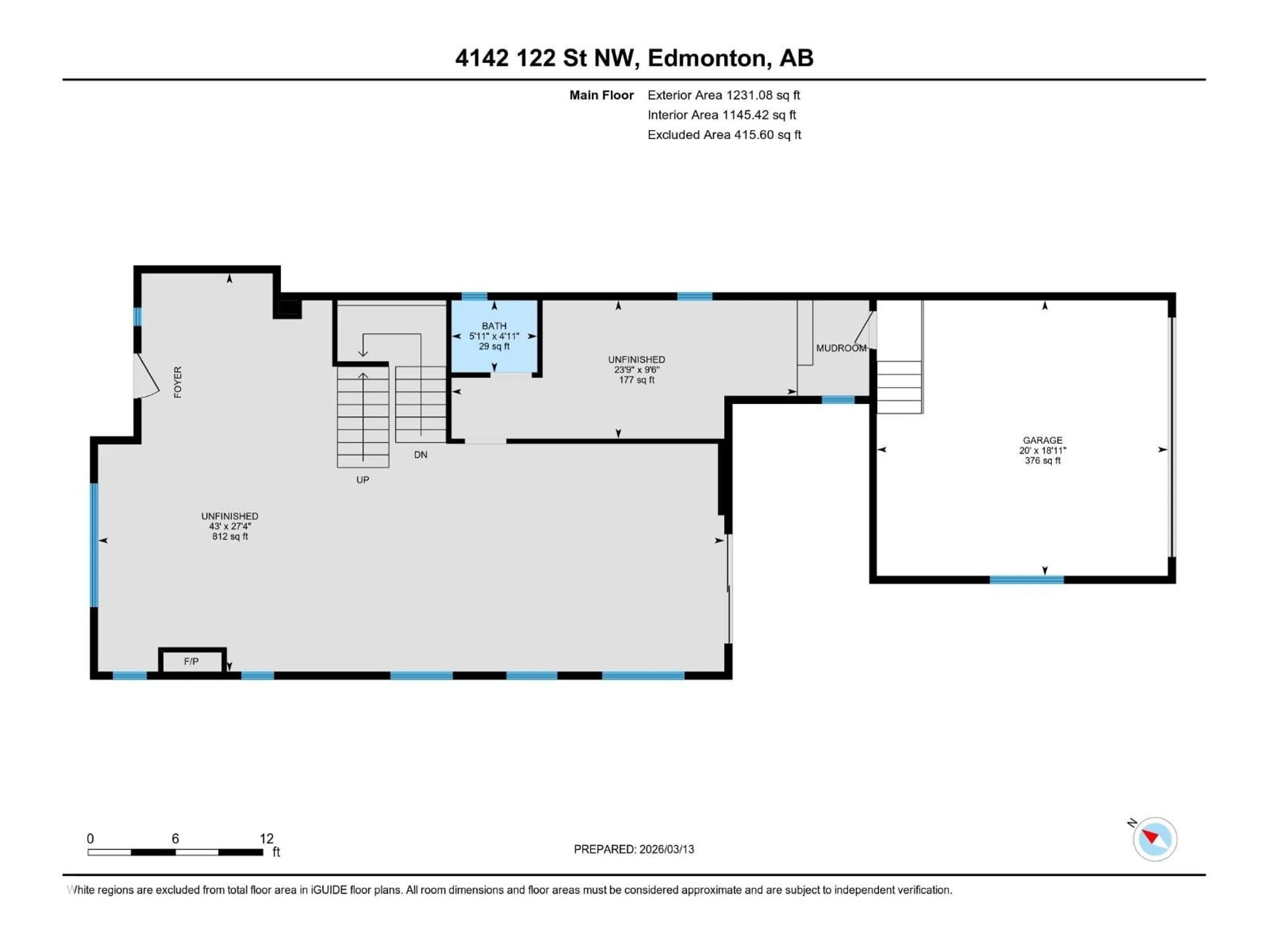 Floor plan for NW - 4142 122 ST, Edmonton Alberta T6J0W8