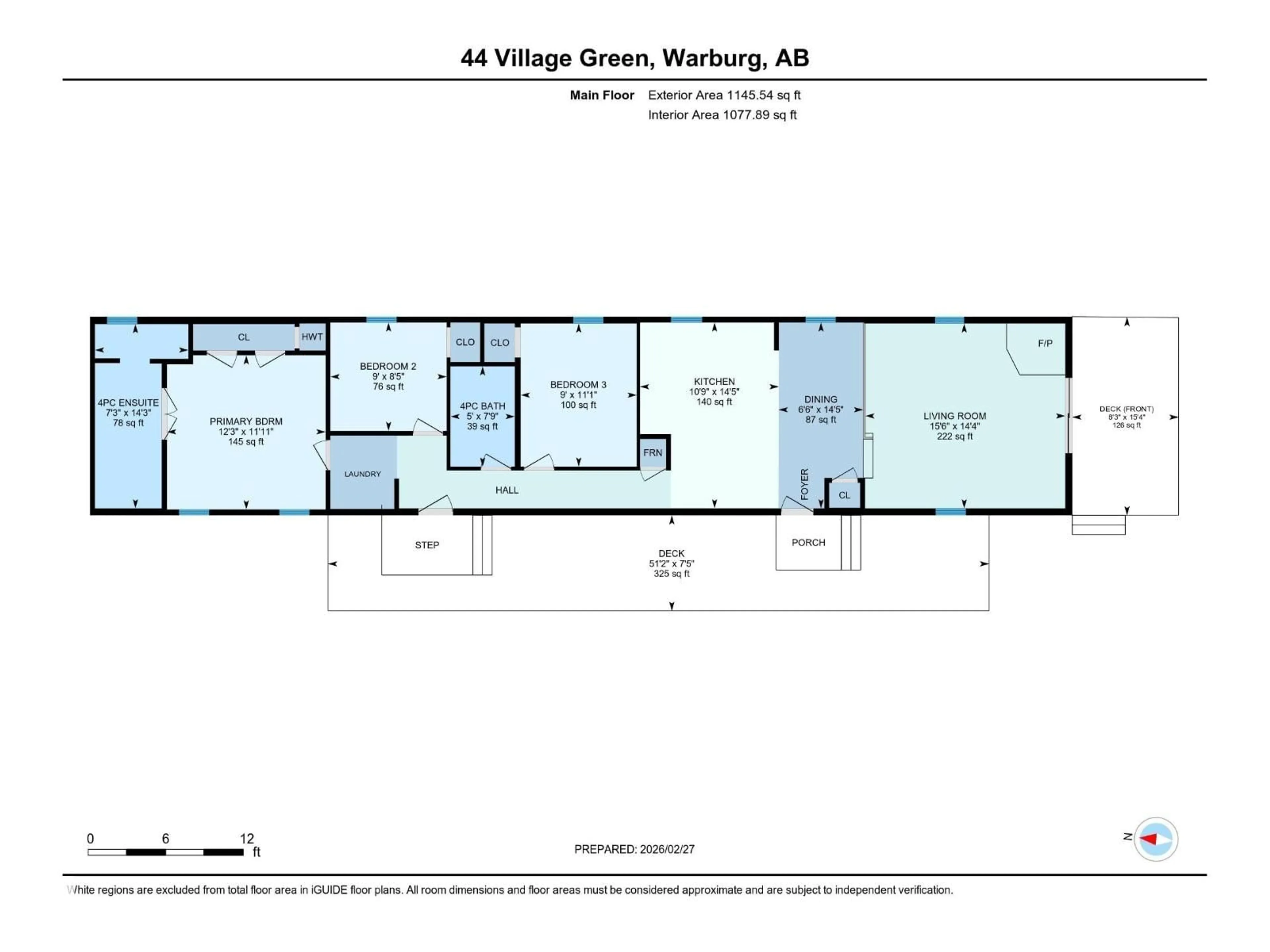 Floor plan for 44 VILLAGE GREEN MOBILE HOME PARK, Warburg Alberta T0C2T0