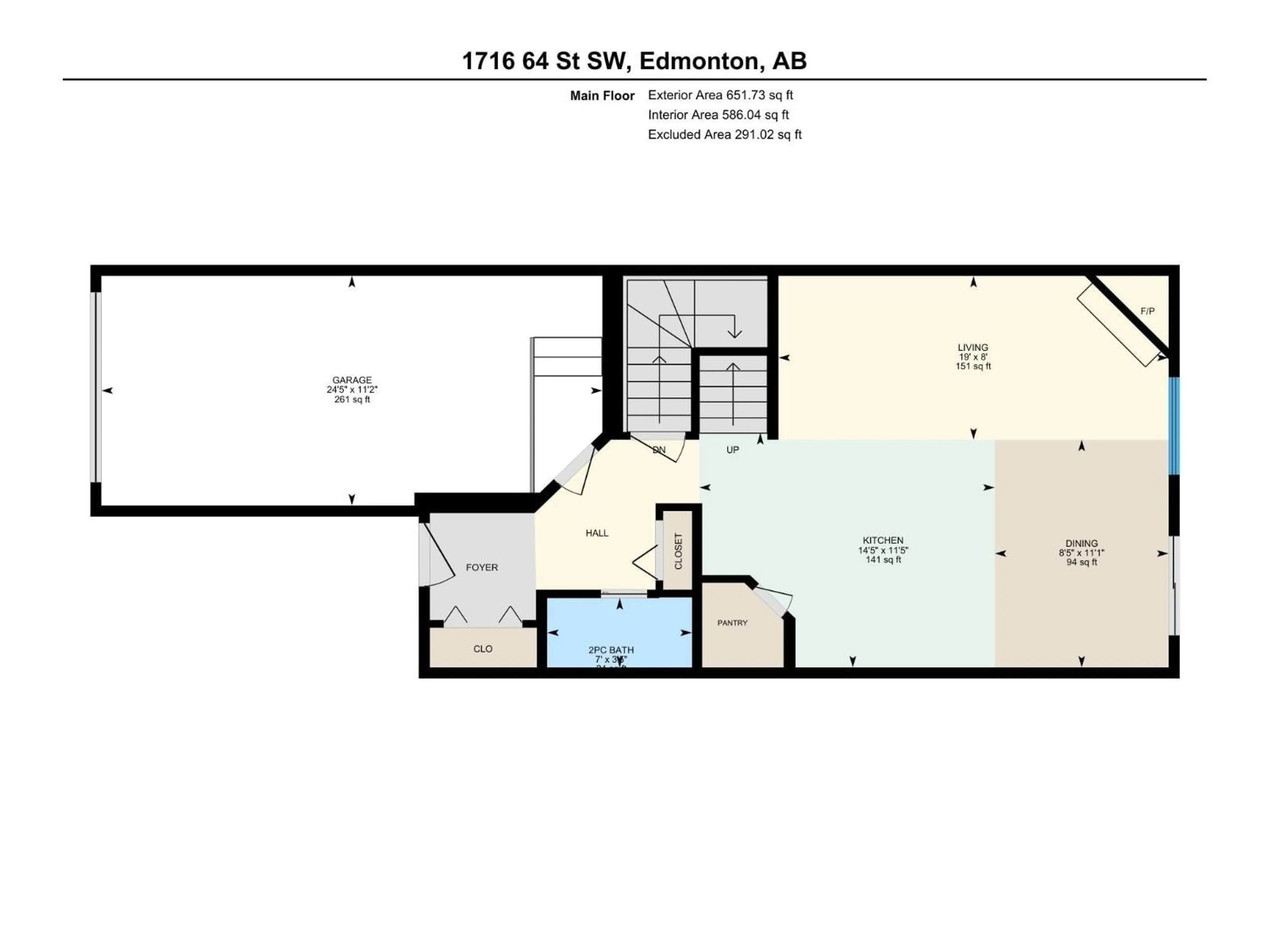 Floor plan for 1716 64 ST, Edmonton Alberta T6X0M8