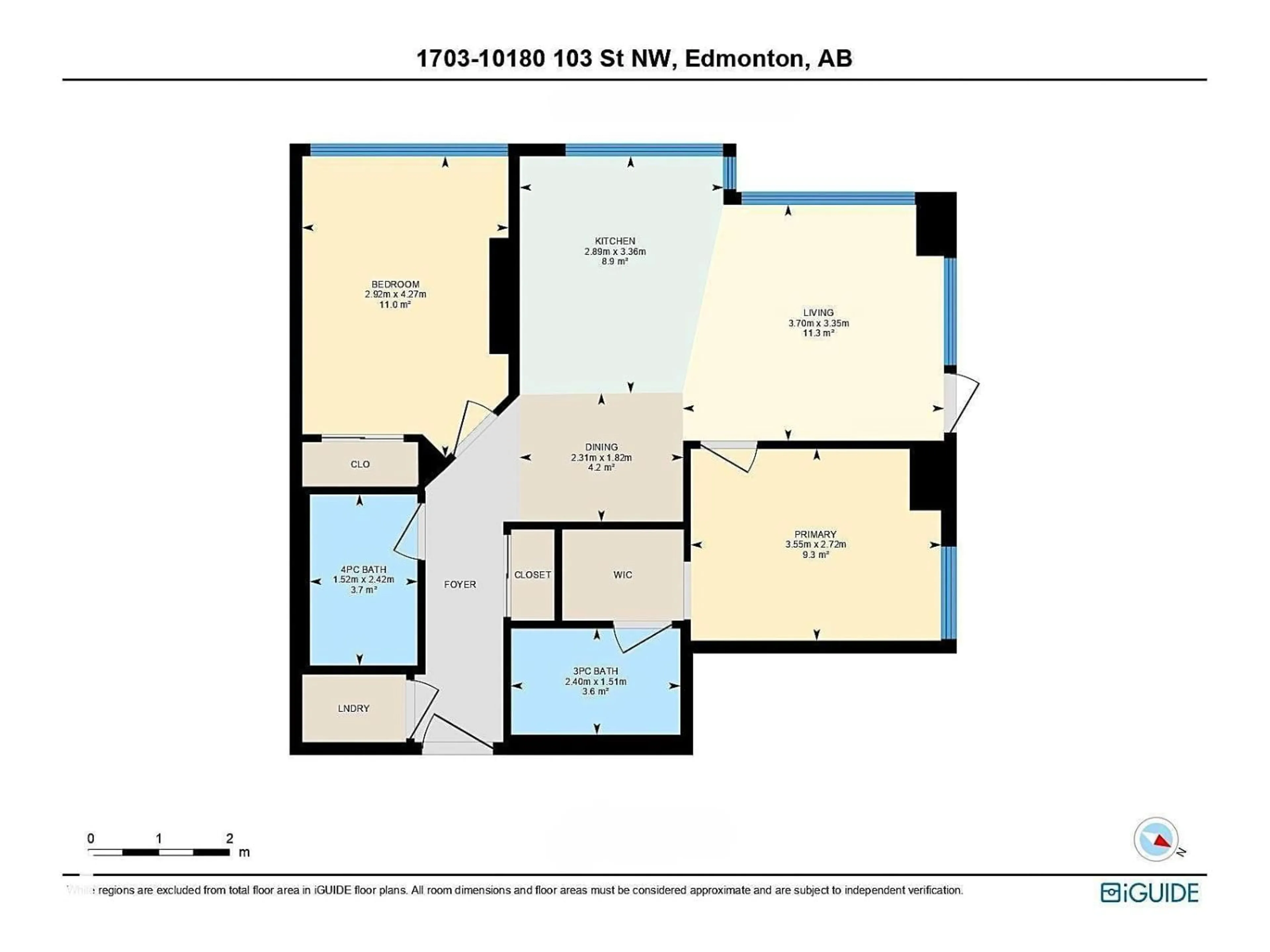 Floor plan for 10180 - 1703 103 ST NW, Edmonton Alberta T5J0L1