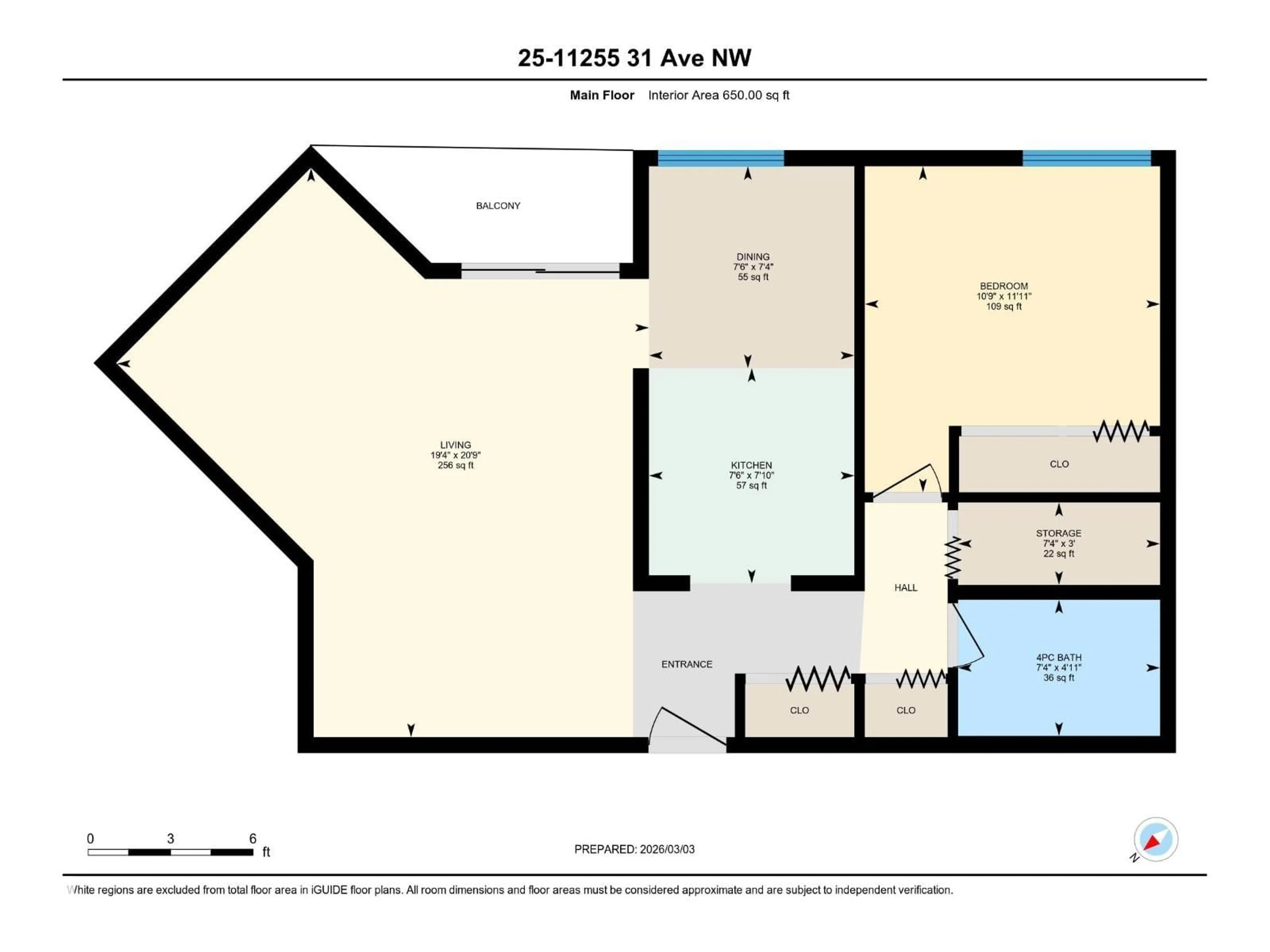 Floor plan for 25 - 11255 31 AV, Edmonton Alberta T6J3V6