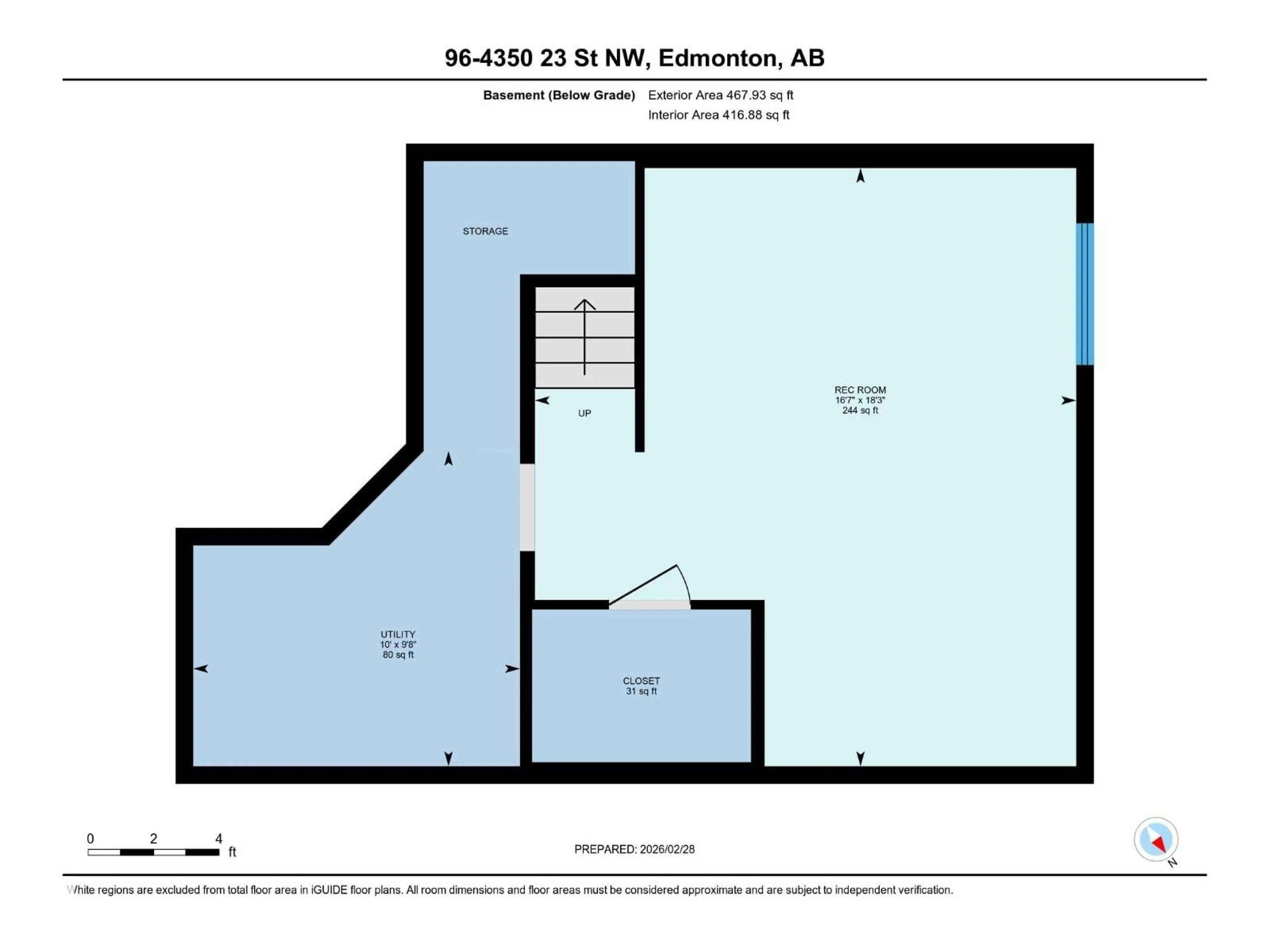 Floor plan for 4350 - 96 23 ST, Edmonton Alberta T6T1X8