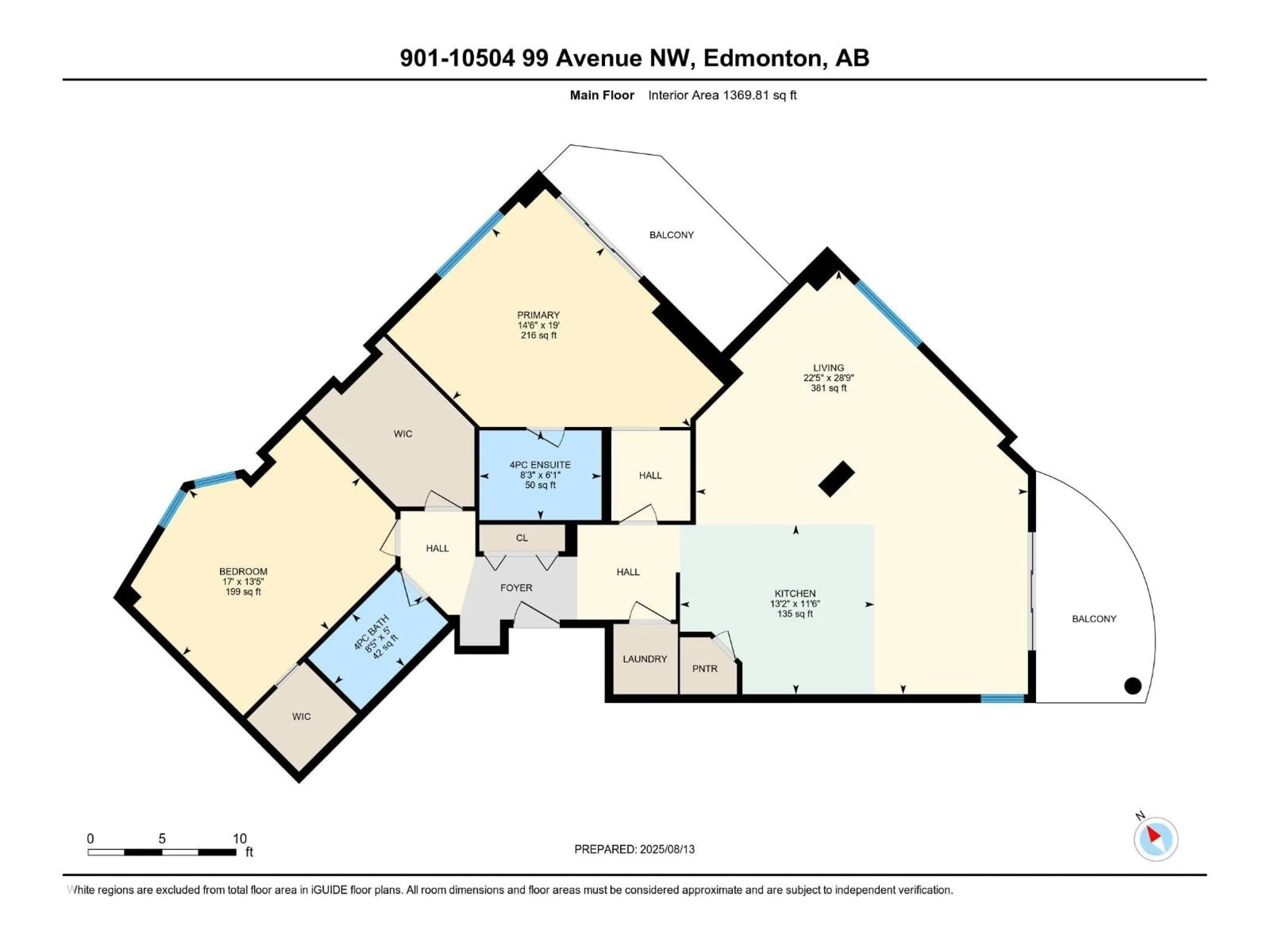 Floor plan for 901 - 10504 99 AV, Edmonton Alberta T5K1B2