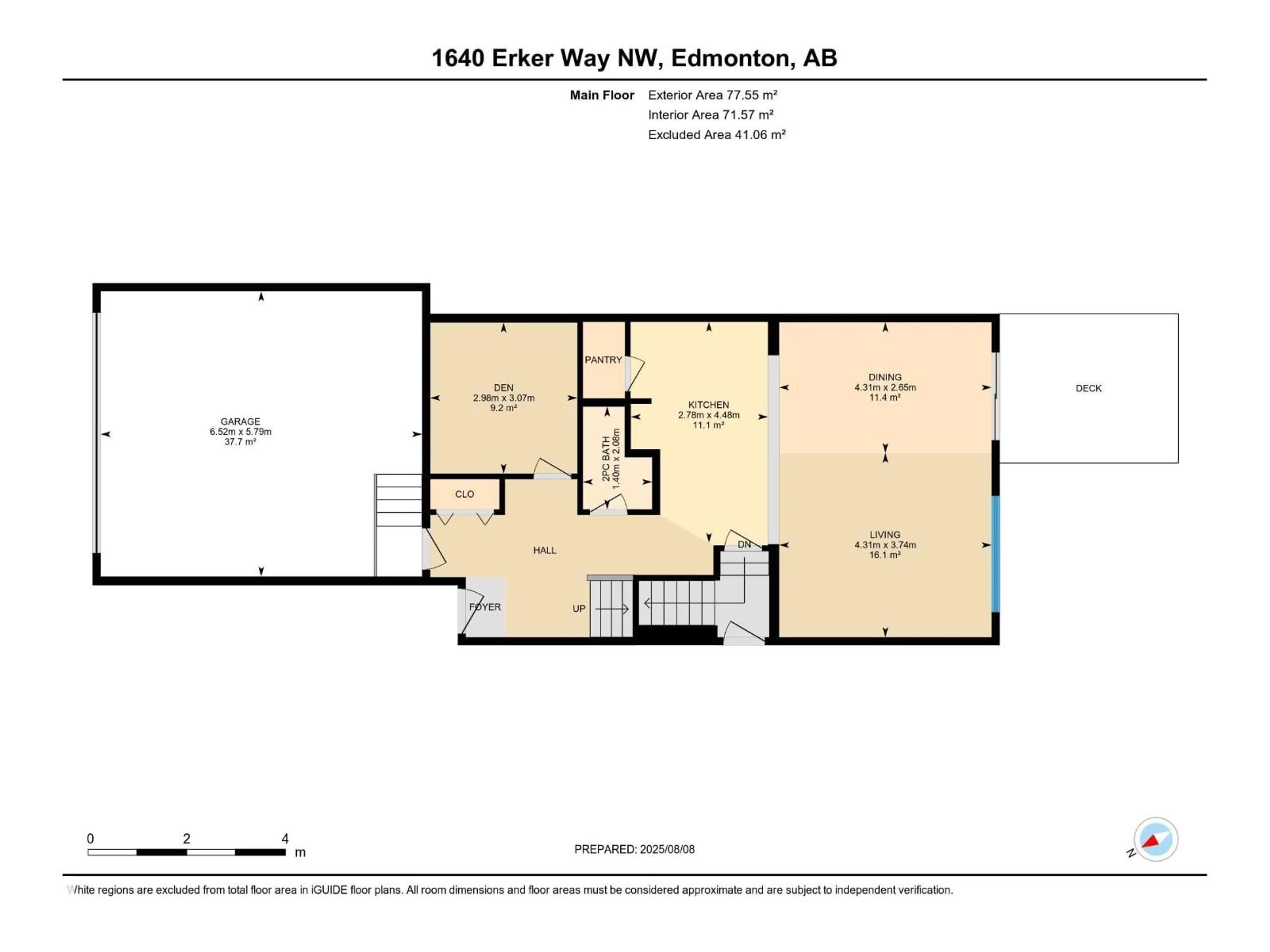 Floor plan for 1640 ERKER WY, Edmonton Alberta T6M0Z8