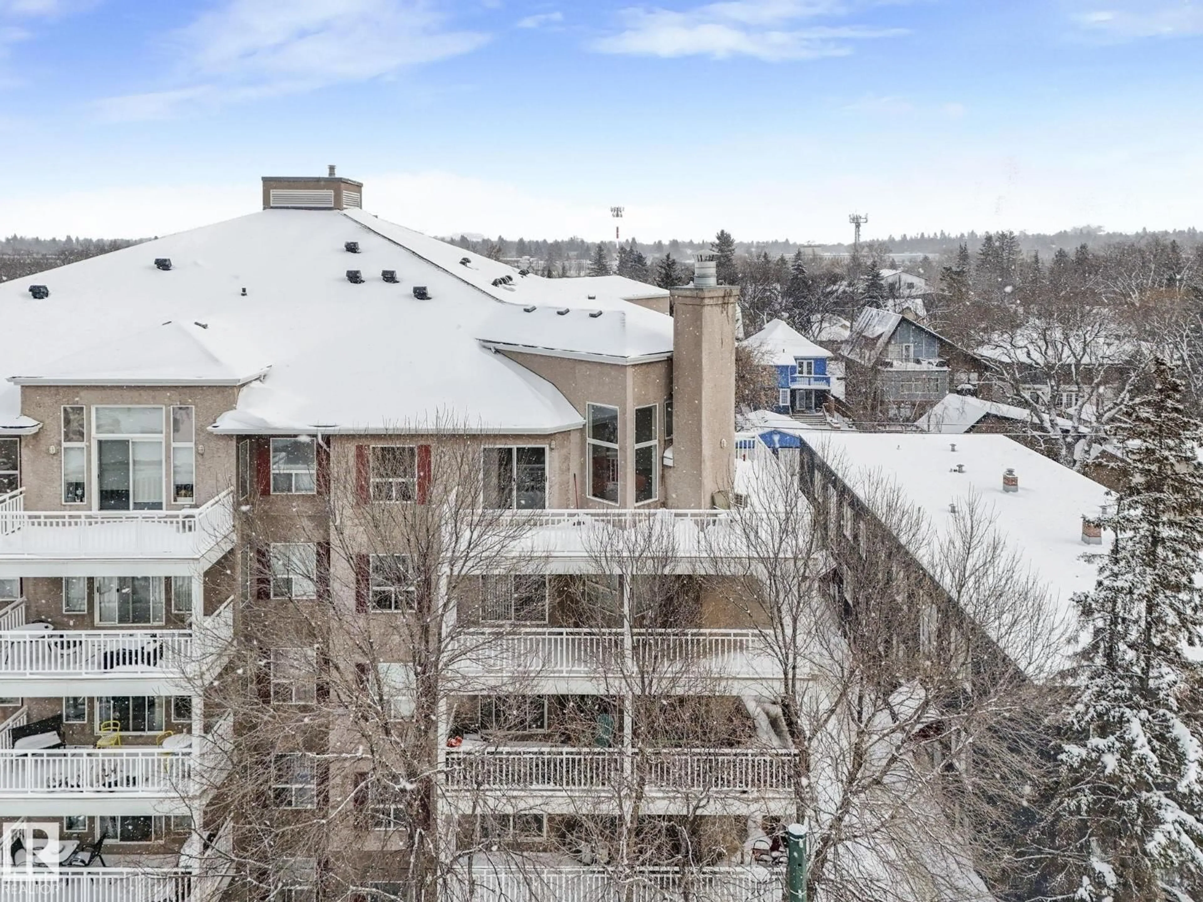 A pic from outside/outdoor area/front of a property/back of a property/a pic from drone, city buildings view from balcony for #503 - 10933 124 ST, Edmonton Alberta T5M4E1