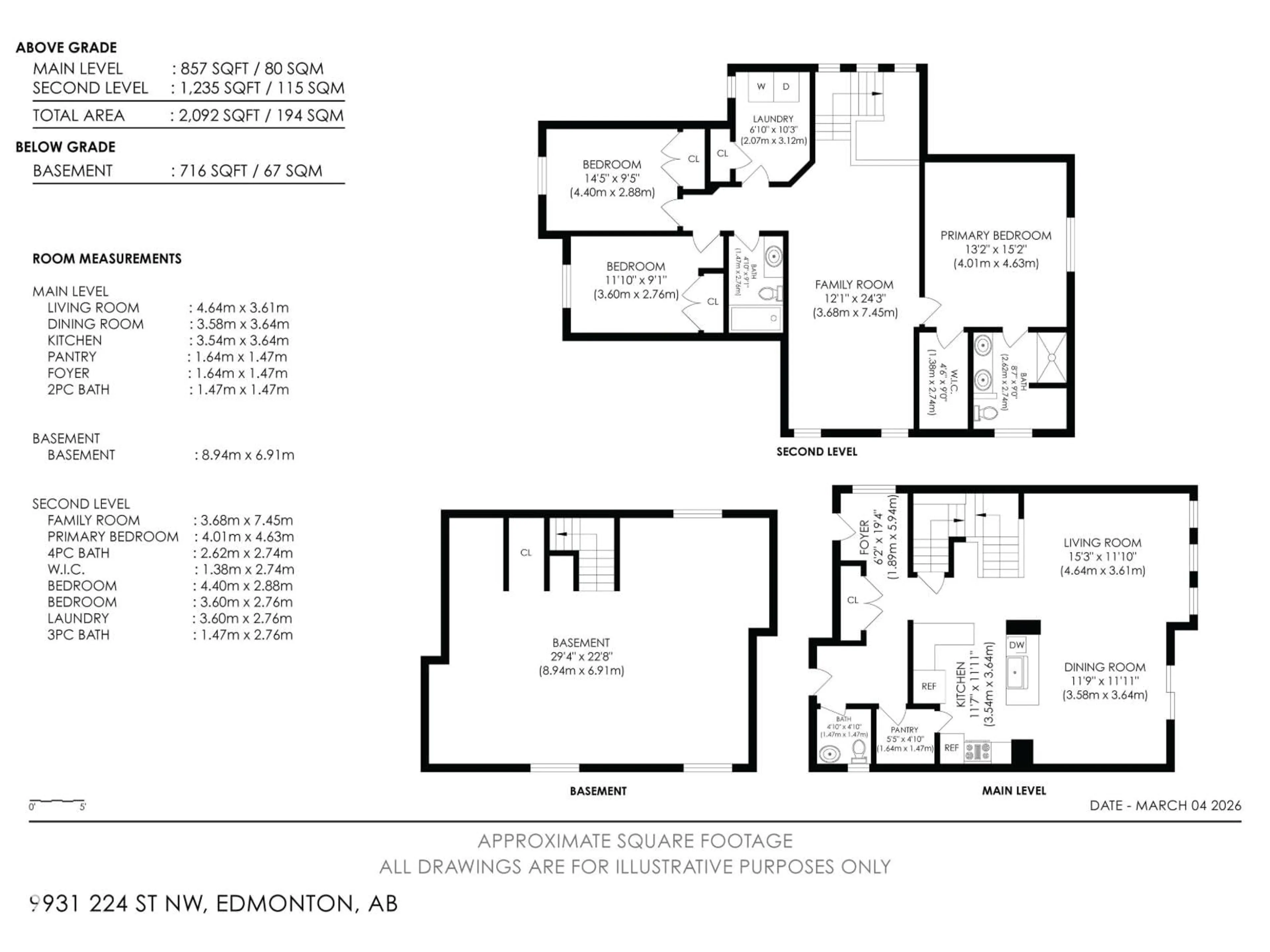 Floor plan for 9931 224 ST, Edmonton Alberta T5T7C3