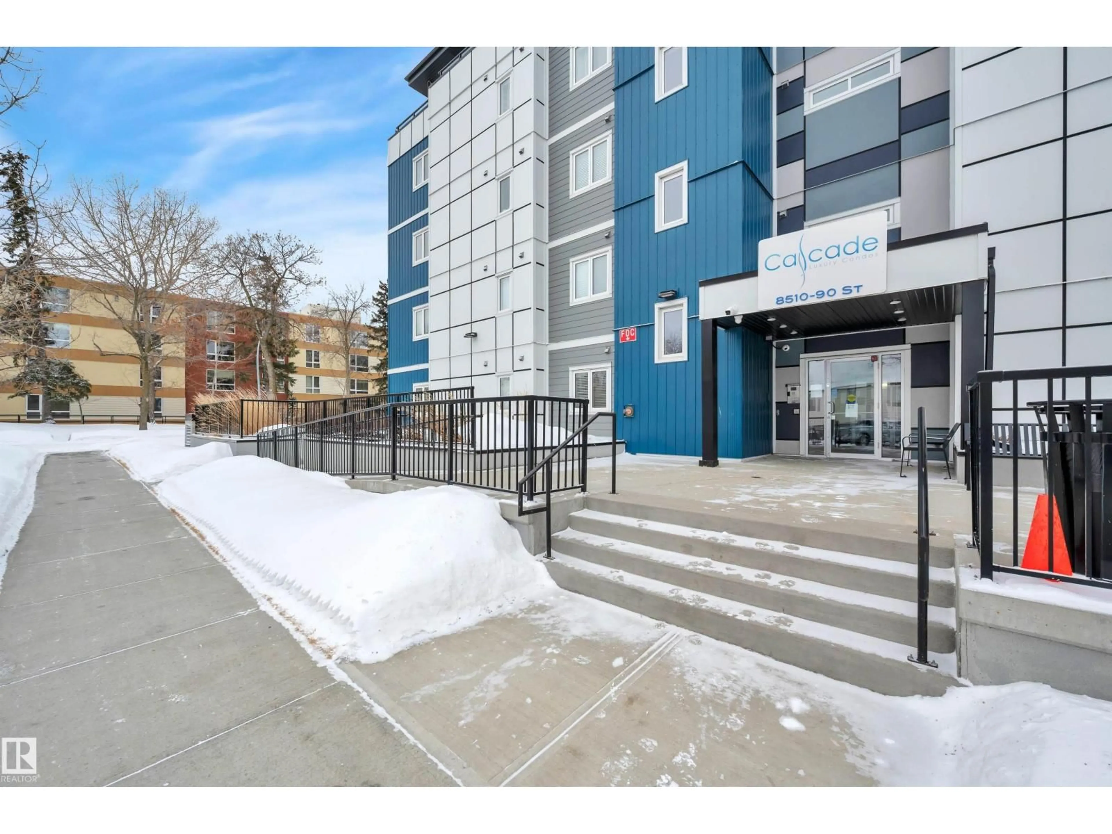Patio, street for #306 - 8510 90 ST, Edmonton Alberta T6C3L5