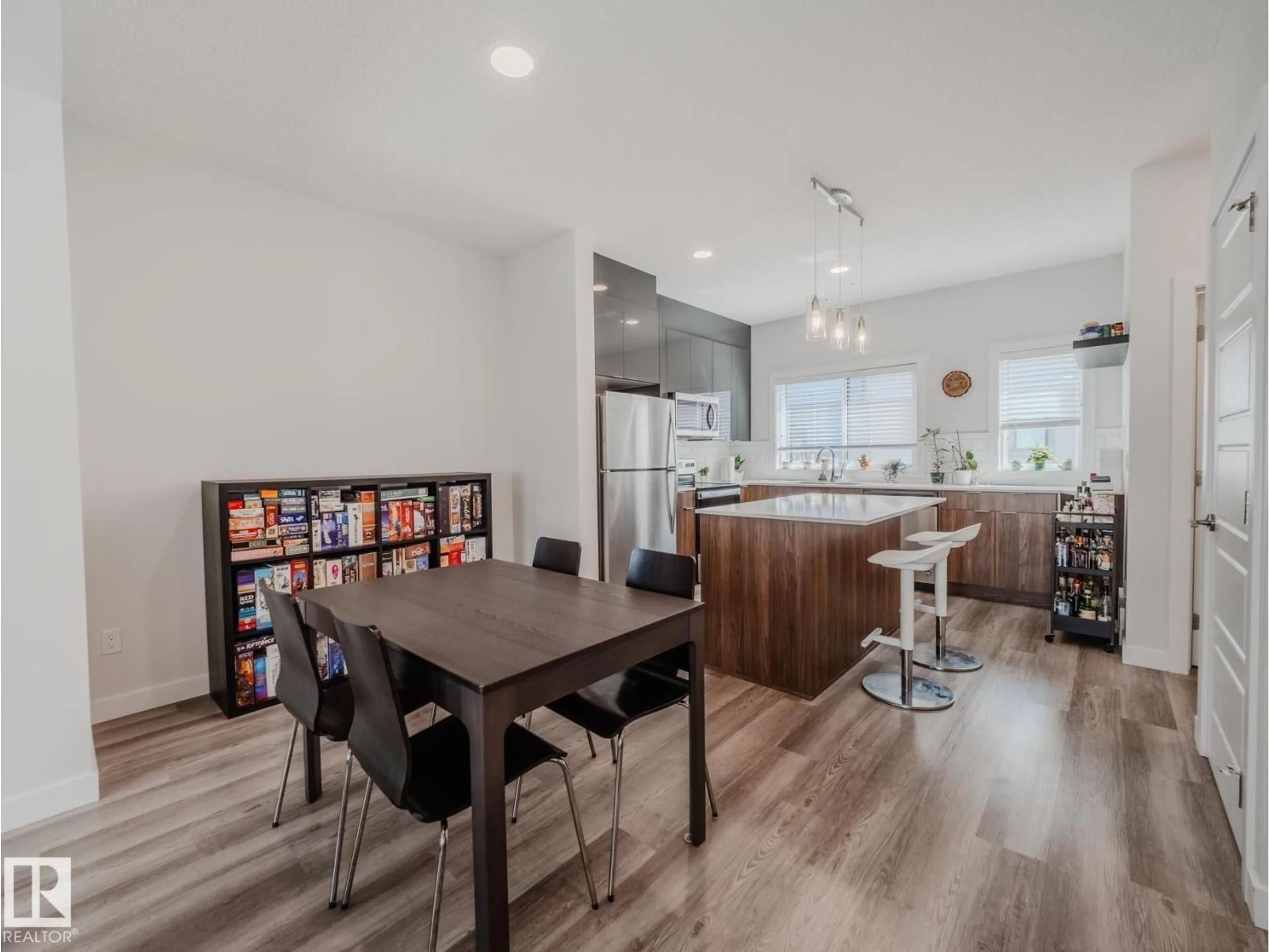 Open concept kitchen, wood/laminate floor for #21 - 1010 RABBIT HILL RD, Edmonton Alberta T6W4G7