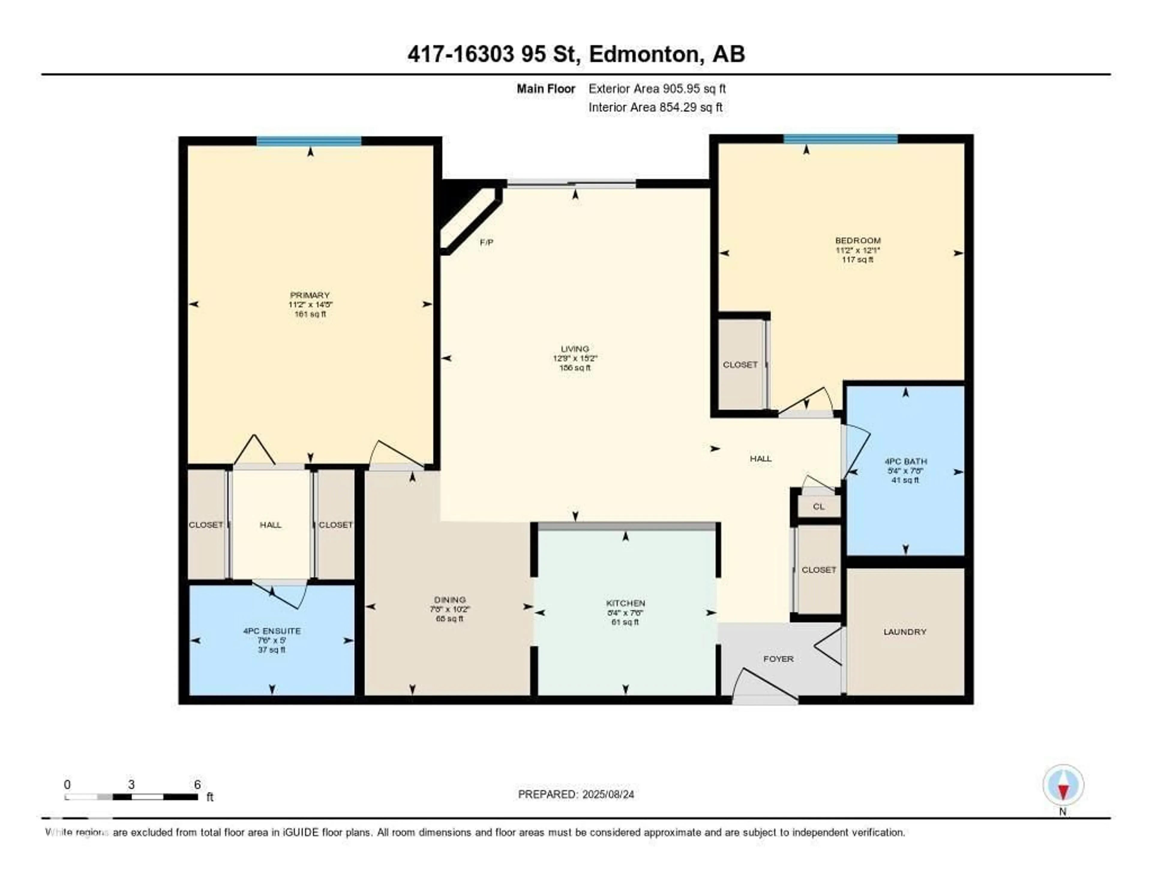 Floor plan for #417 - 16303 95 ST, Edmonton Alberta T5Z3V1