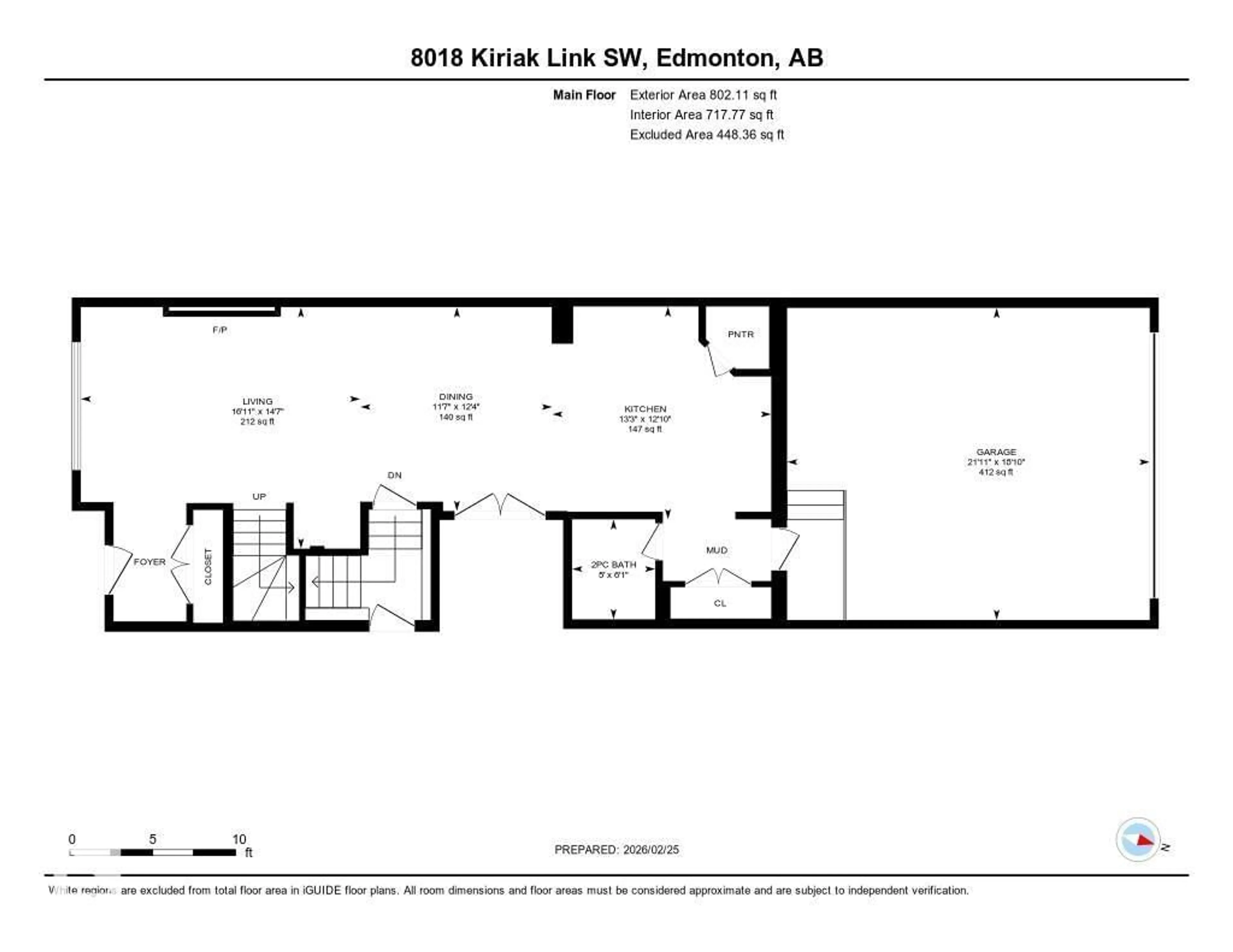 Floor plan for SW - 8018 KIRIAK LI, Edmonton Alberta T6W4V1