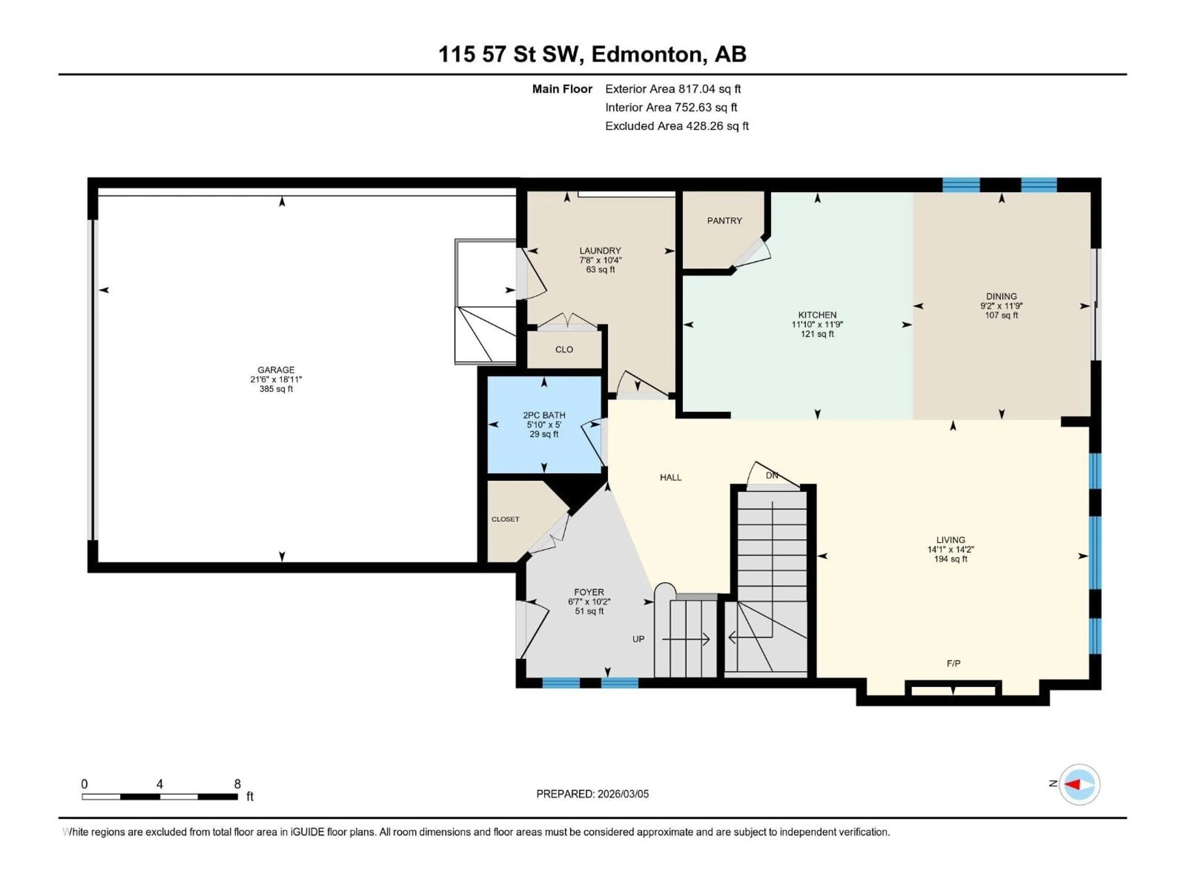 Floor plan for SW - 115 57 ST, Edmonton Alberta T6X0K9