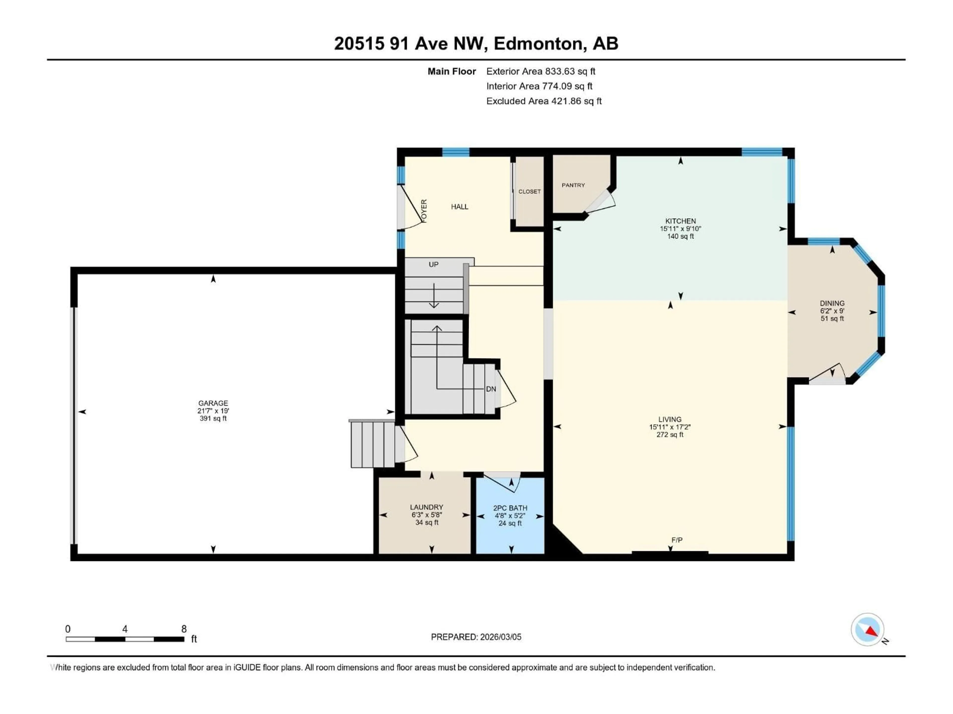 Floor plan for 20515 91 AV, Edmonton Alberta T5T0W9