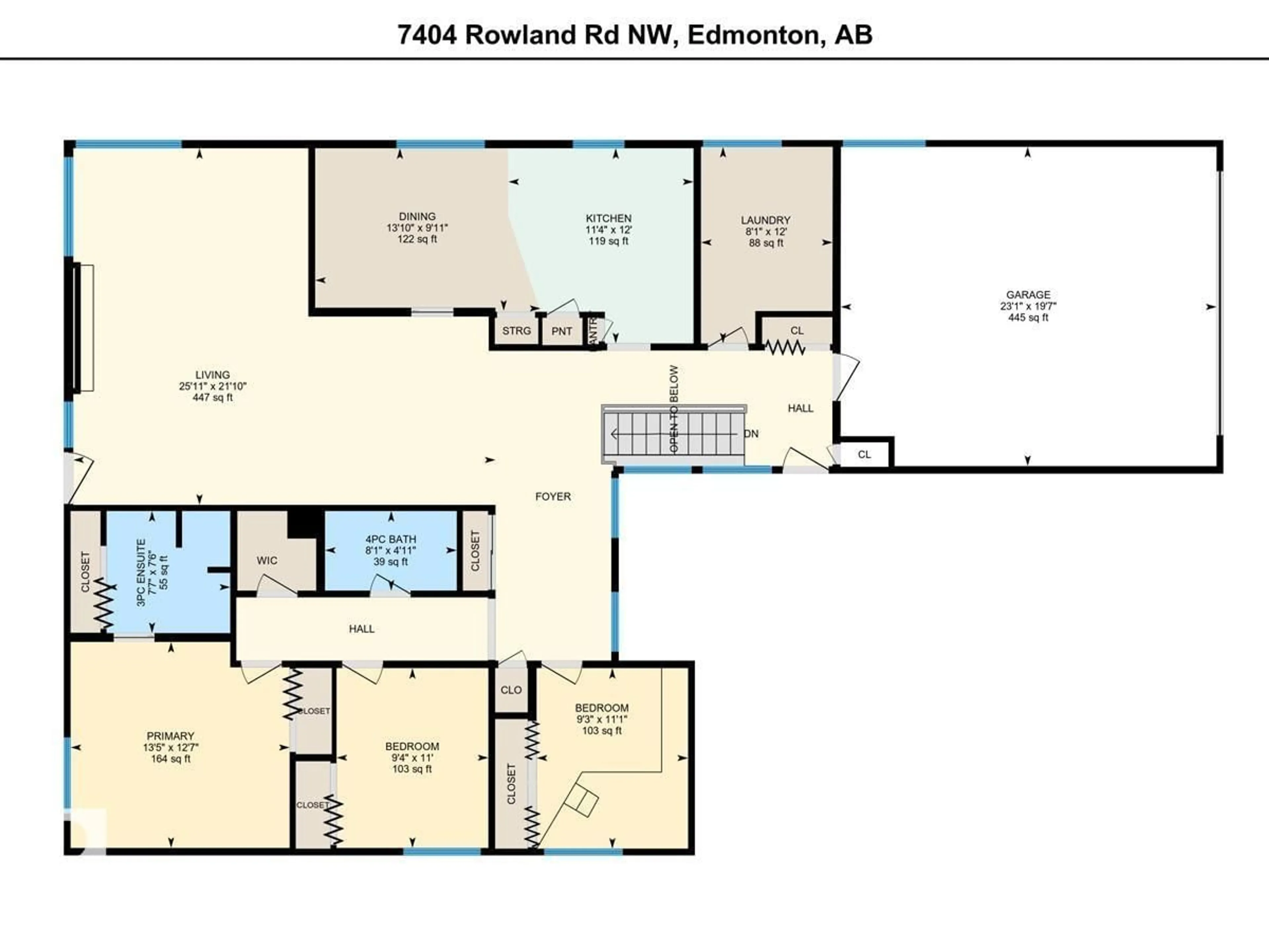 Floor plan for 7404 ROWLAND RD, Edmonton Alberta T6A3W1