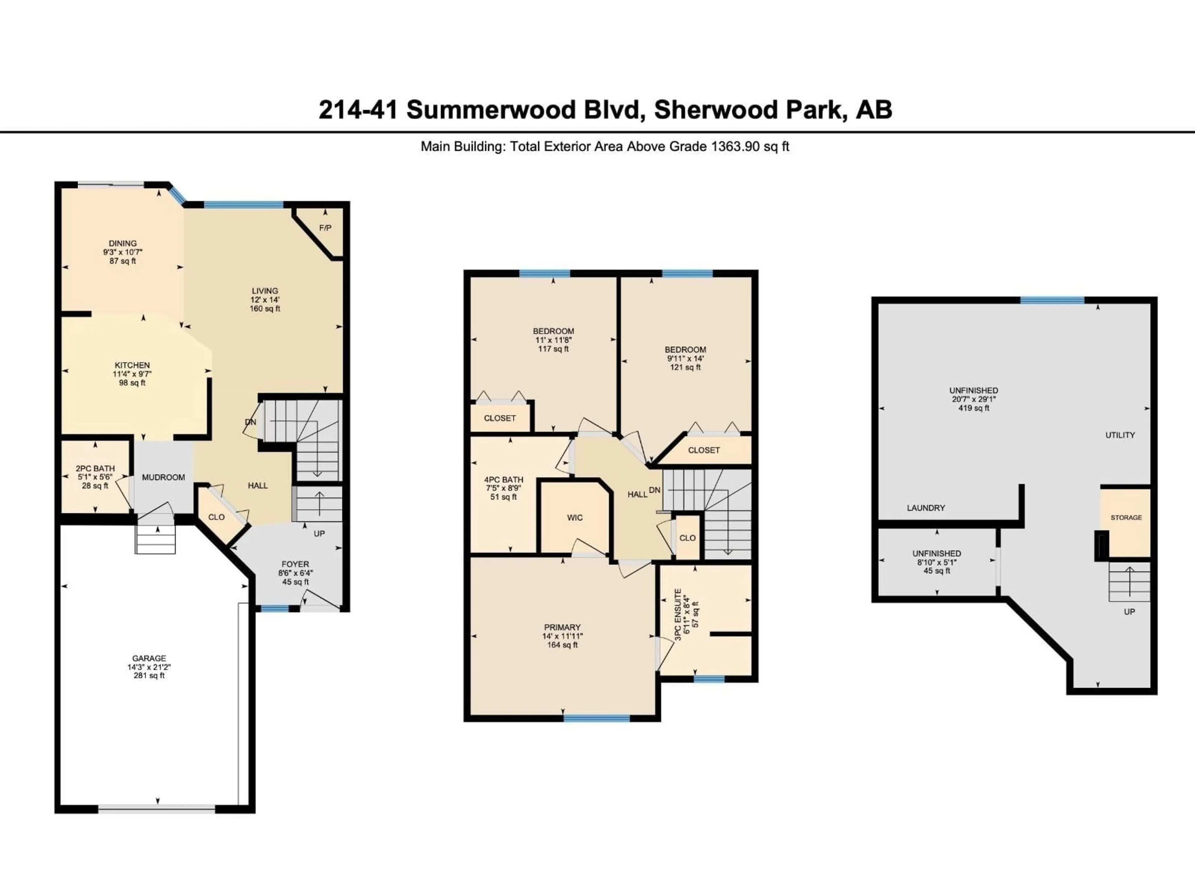 Floor plan for 214 41 SUMMERWOOD BV, Sherwood Park Alberta T8H0C8
