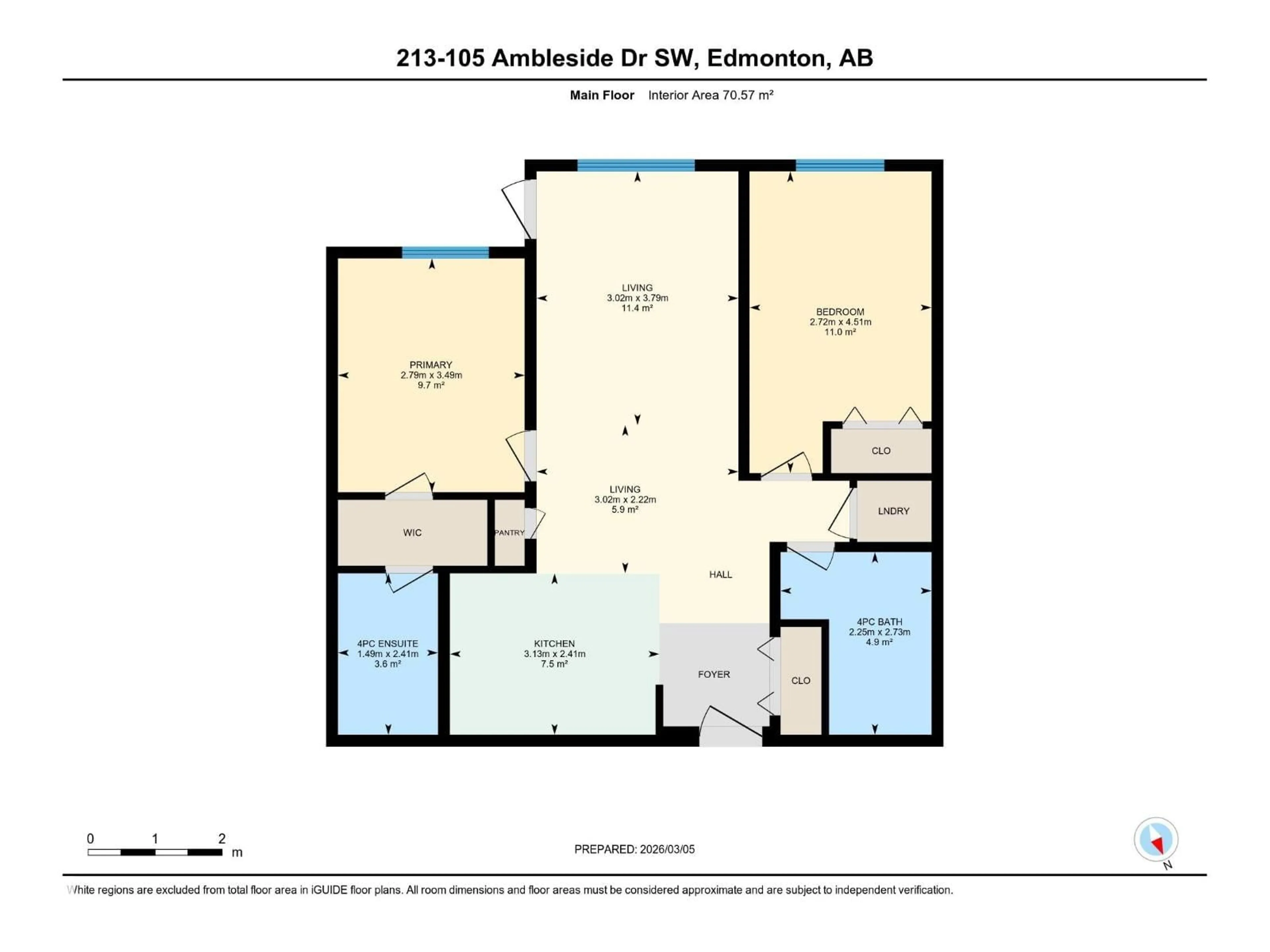 Floor plan for #213 - 105 AMBLESIDE DR, Edmonton Alberta T6W0J4