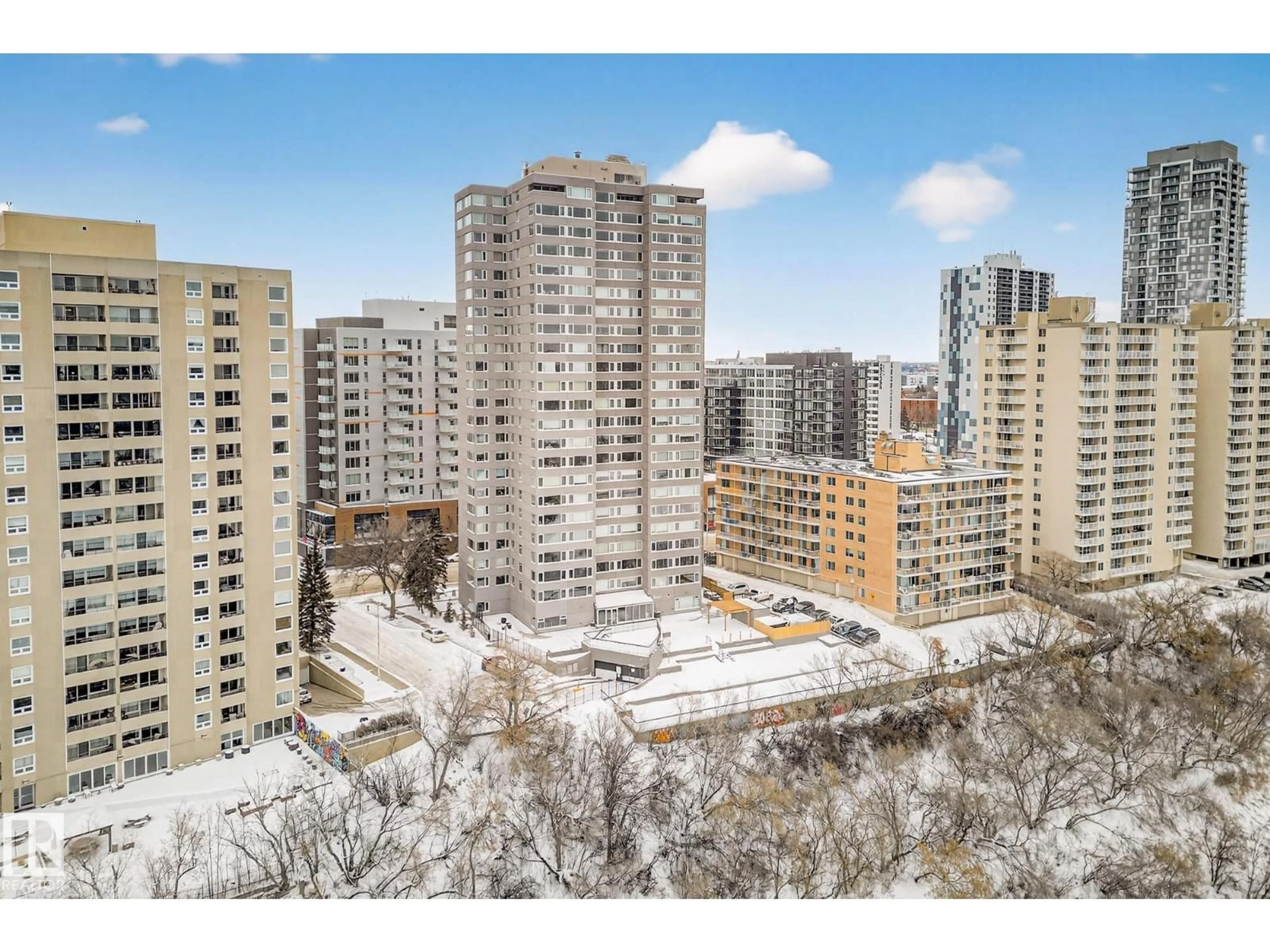 A pic from outside/outdoor area/front of a property/back of a property/a pic from drone, city buildings view from balcony for #404 - 10011 123 ST, Edmonton Alberta T5N1M9