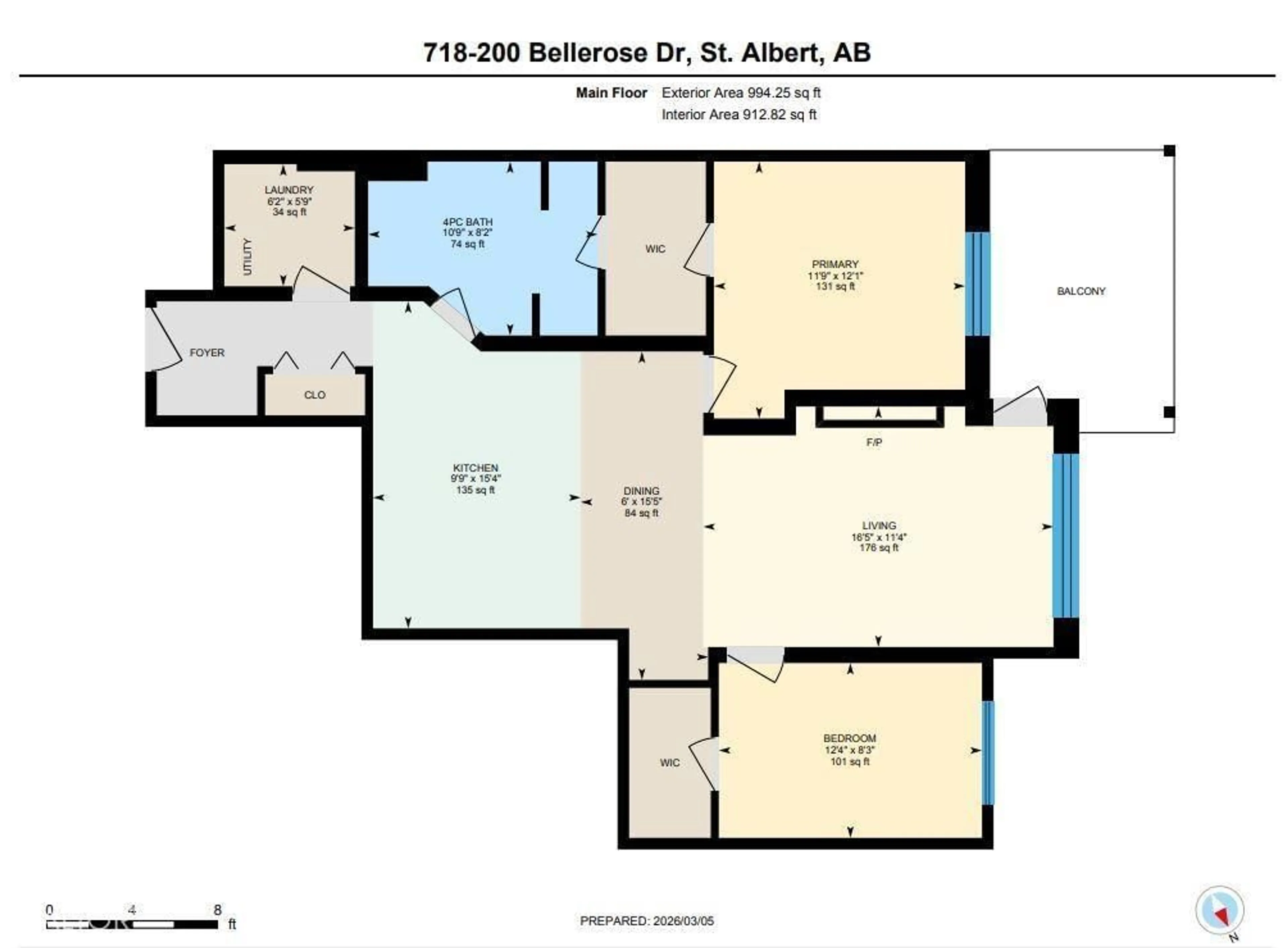 Floor plan for 200 - 718 BELLEROSE DR, St. Albert Alberta T8N7P7