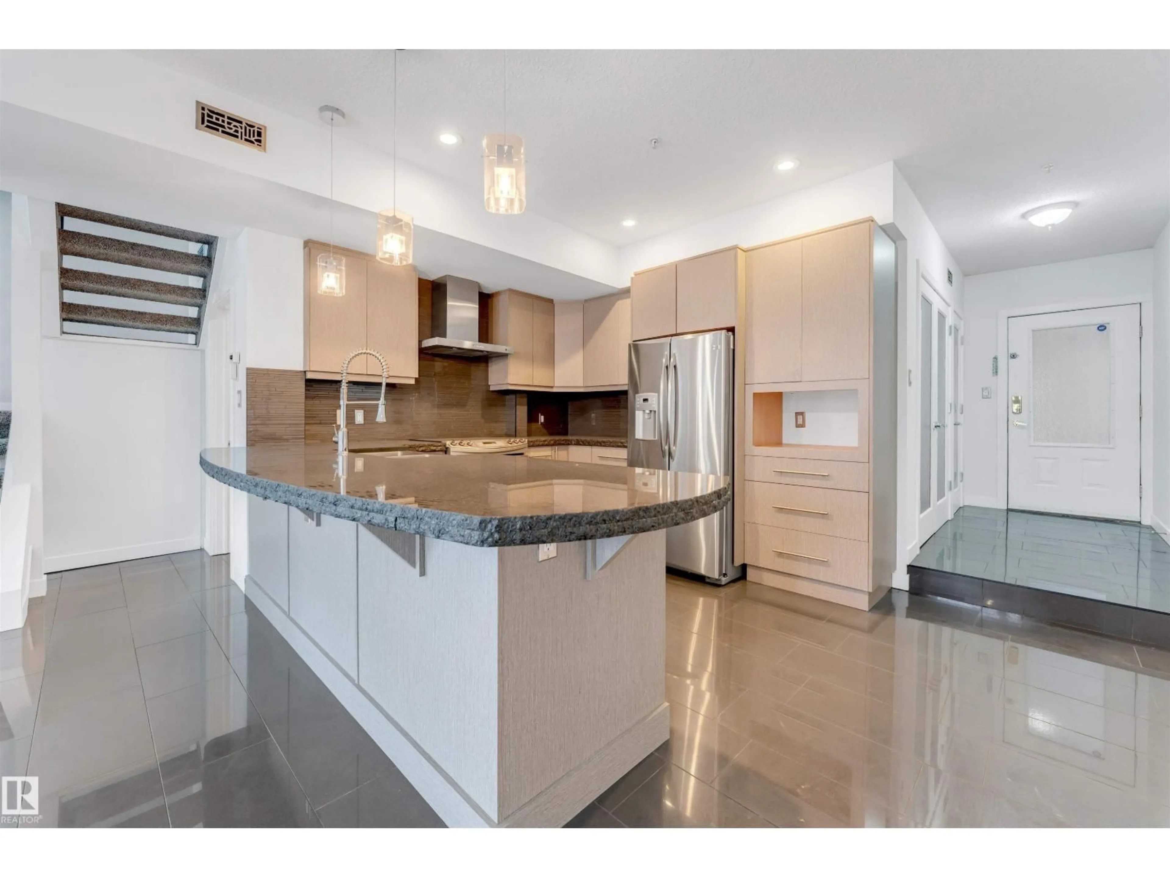 Open concept kitchen, ceramic/tile floor for #102 - 10711 83 AV, Edmonton Alberta T6E2E5