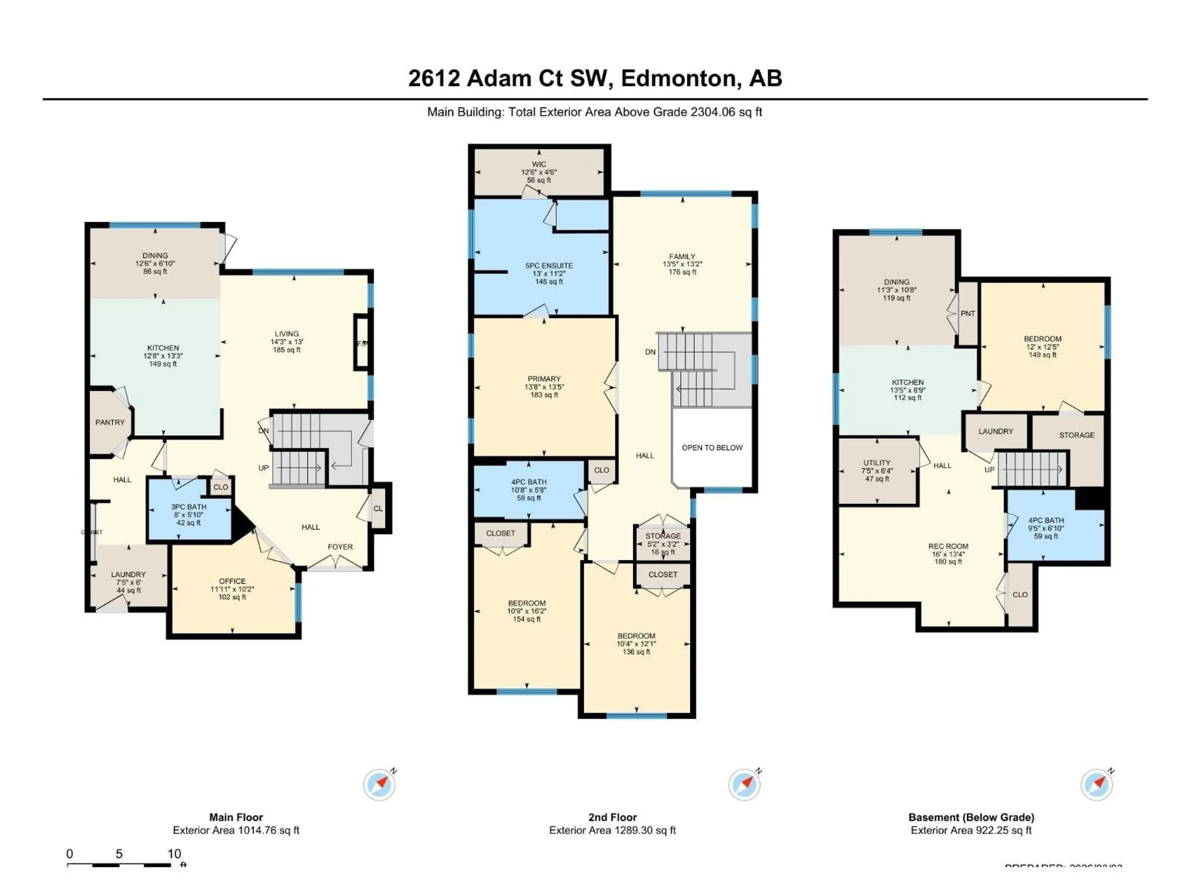 Floor plan for 2612 ADAM CO SW, Edmonton Alberta T6W3C1