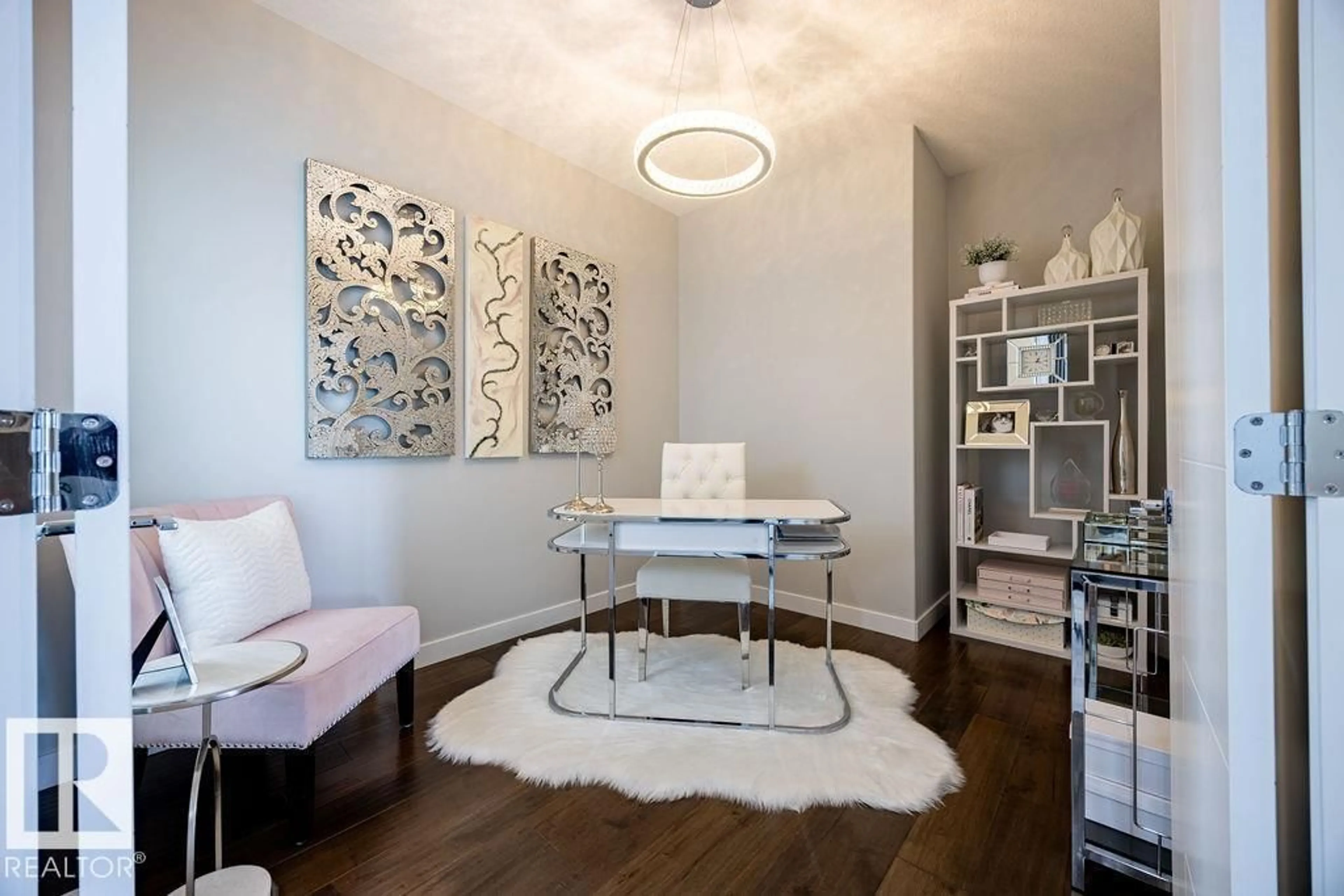 Living room with furniture, wood/laminate floor for 4705 35 ST, Beaumont Alberta T4X2Y4