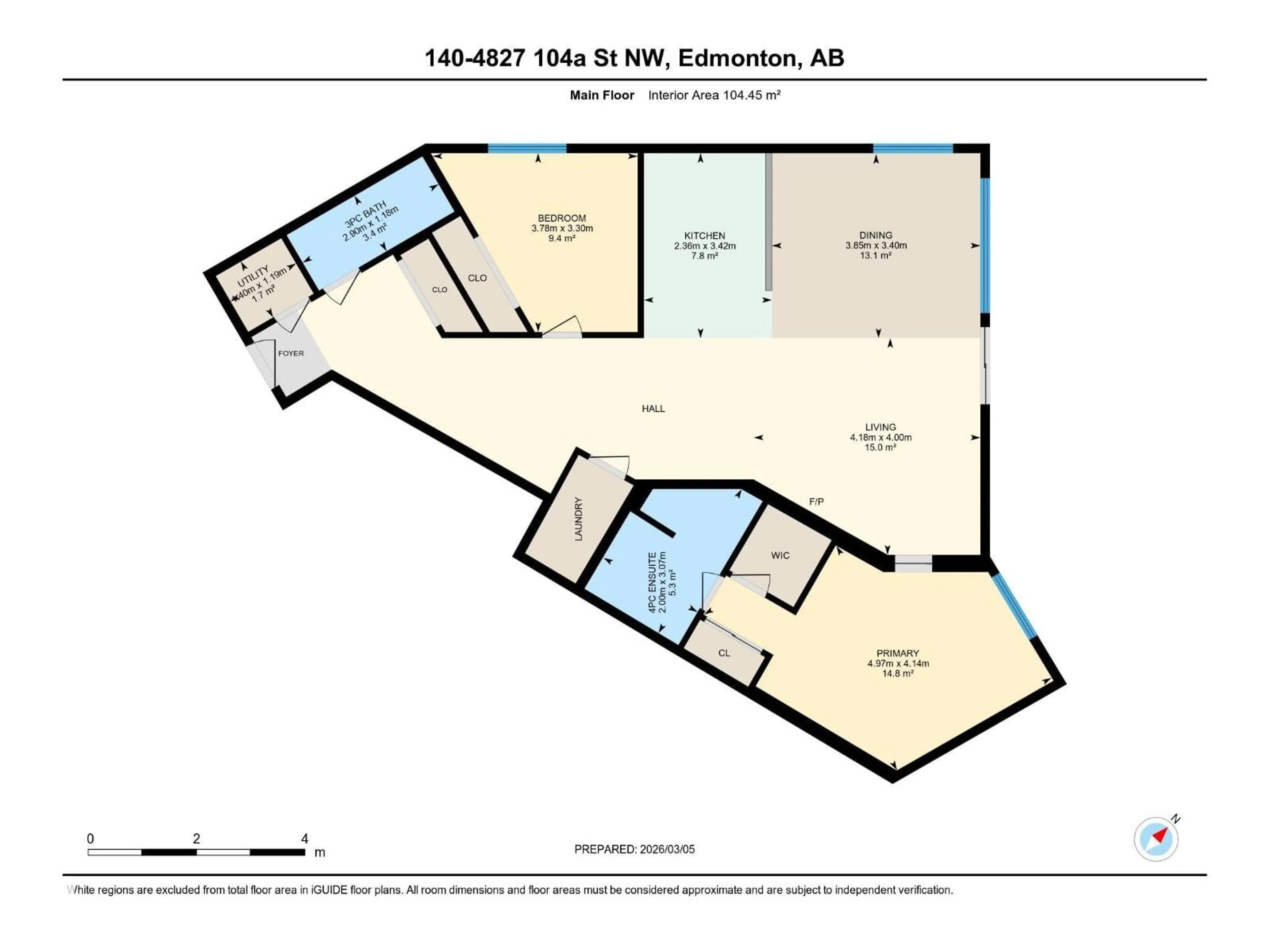 Floor plan for #140 - 4827 104A ST, Edmonton Alberta T6H0R5