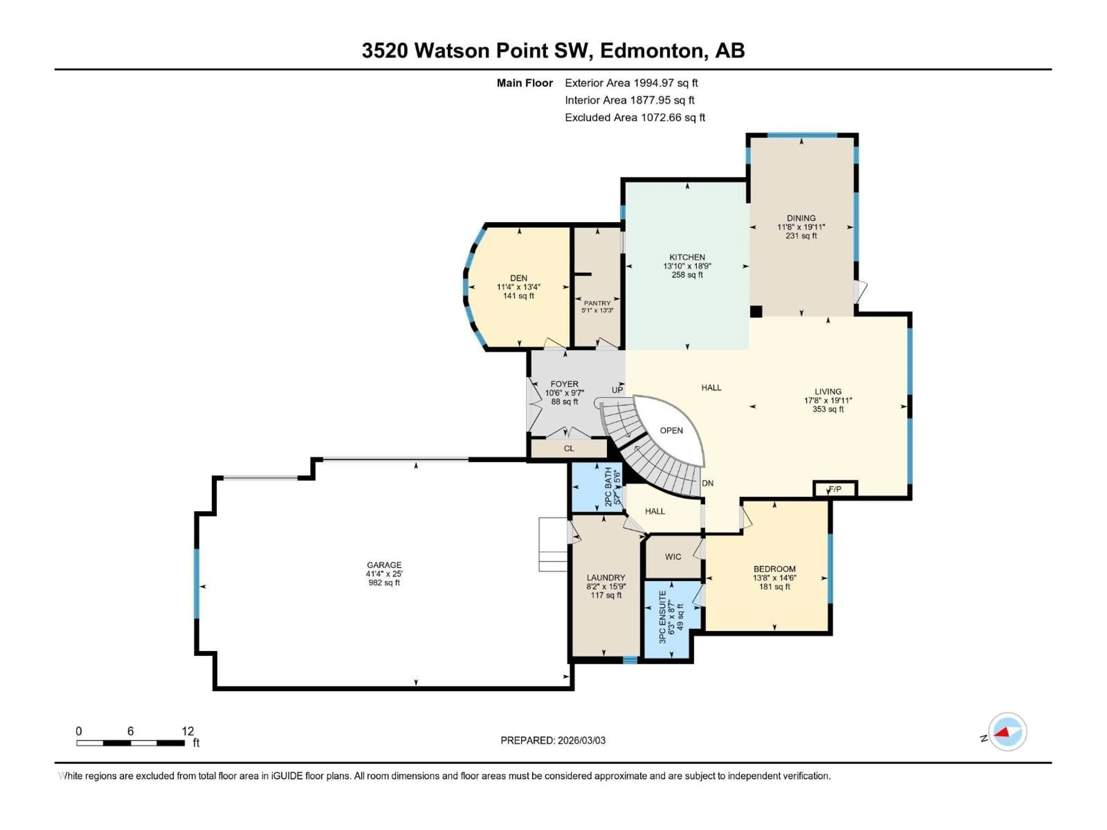 Floor plan for 3520 WATSON PT, Edmonton Alberta T6W2L2