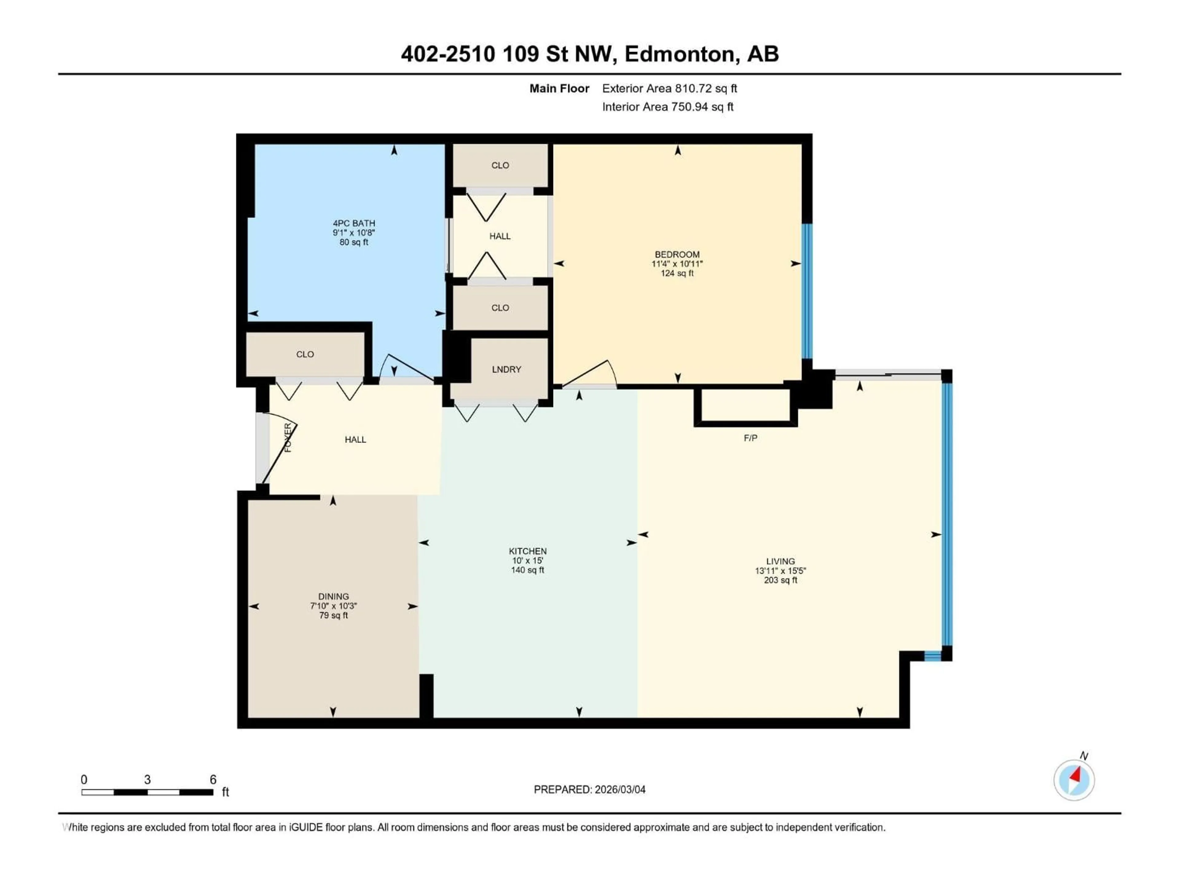 Floor plan for #402 - 2510 109 ST, Edmonton Alberta T6J2X1