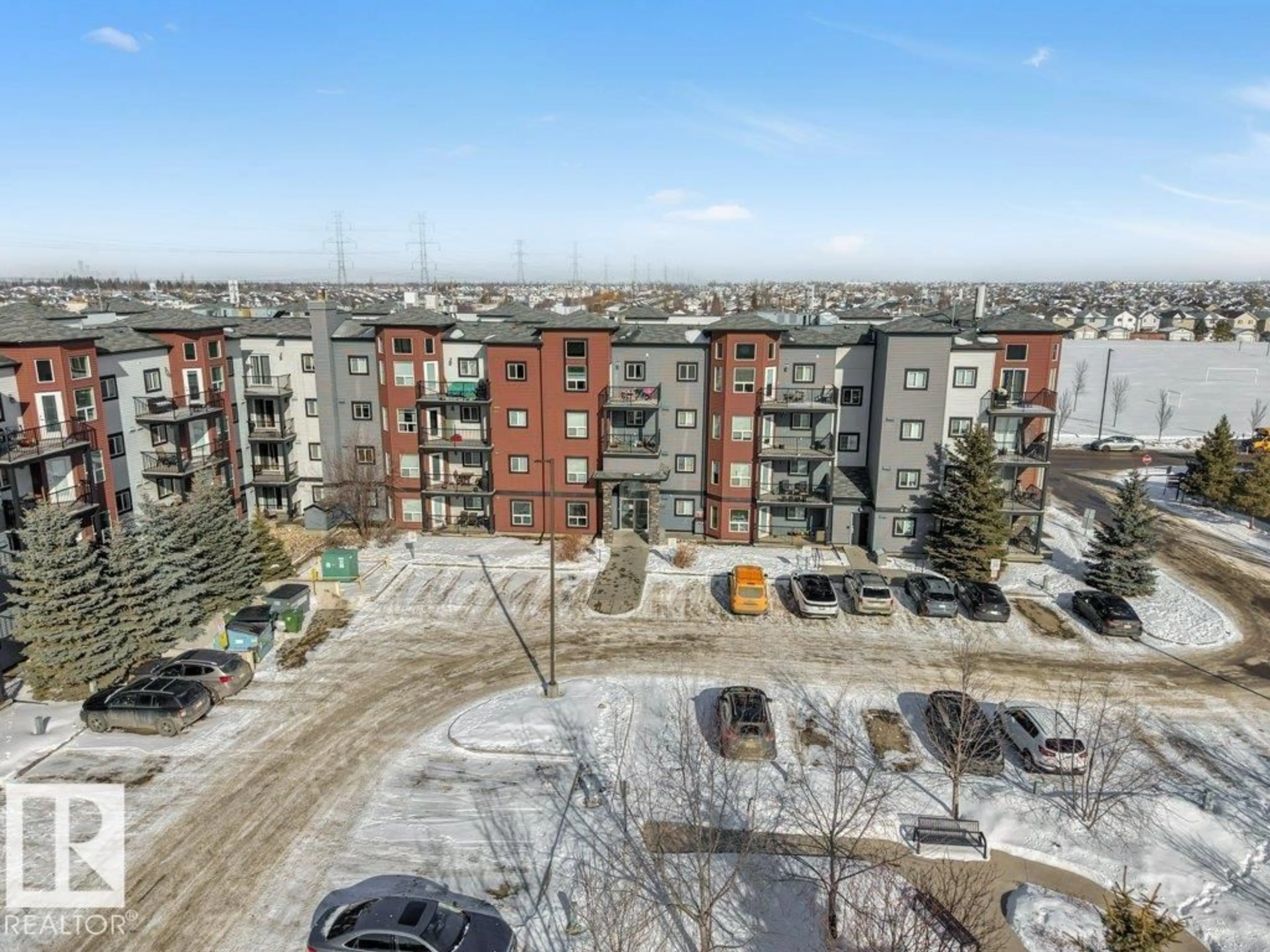 A pic from outside/outdoor area/front of a property/back of a property/a pic from drone, city buildings view from balcony for #101 - 400 SILVER BERRY RD, Edmonton Alberta T6T0H1
