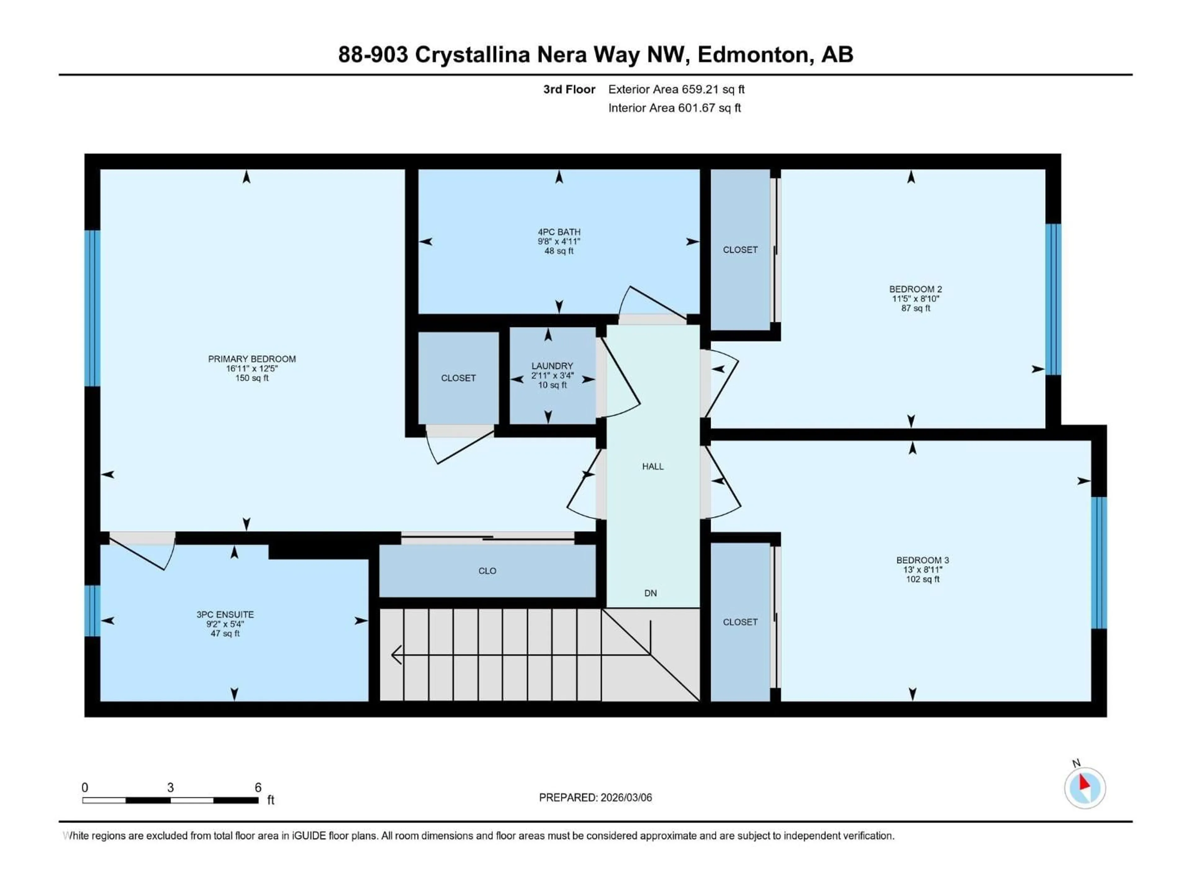 Floor plan for 903 - 88 CRYSTALLINA WY, Edmonton Alberta T5Z0N6