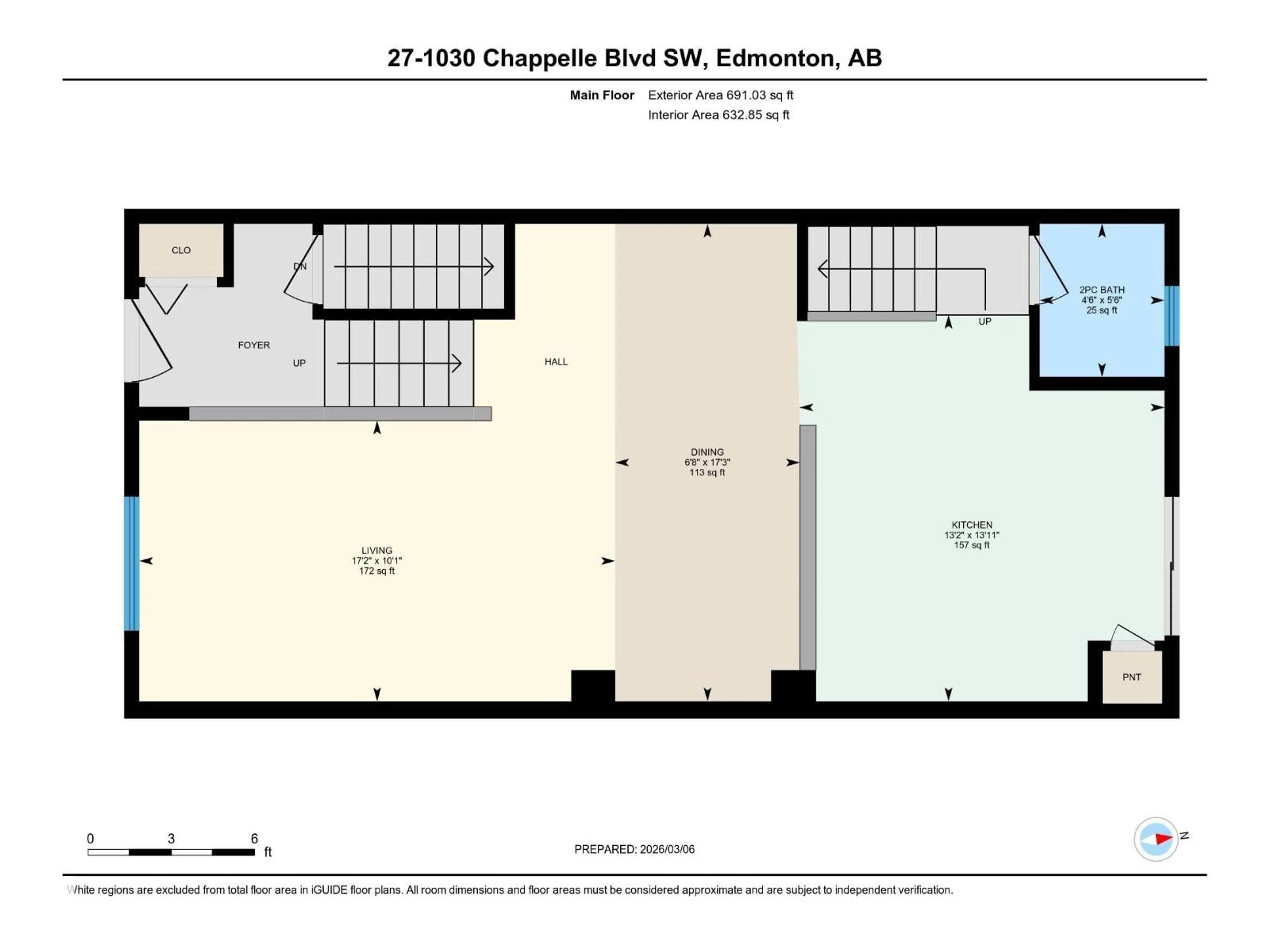 Floor plan for 1030 - 27 CHAPPELLE BV, Edmonton Alberta T6K2K7