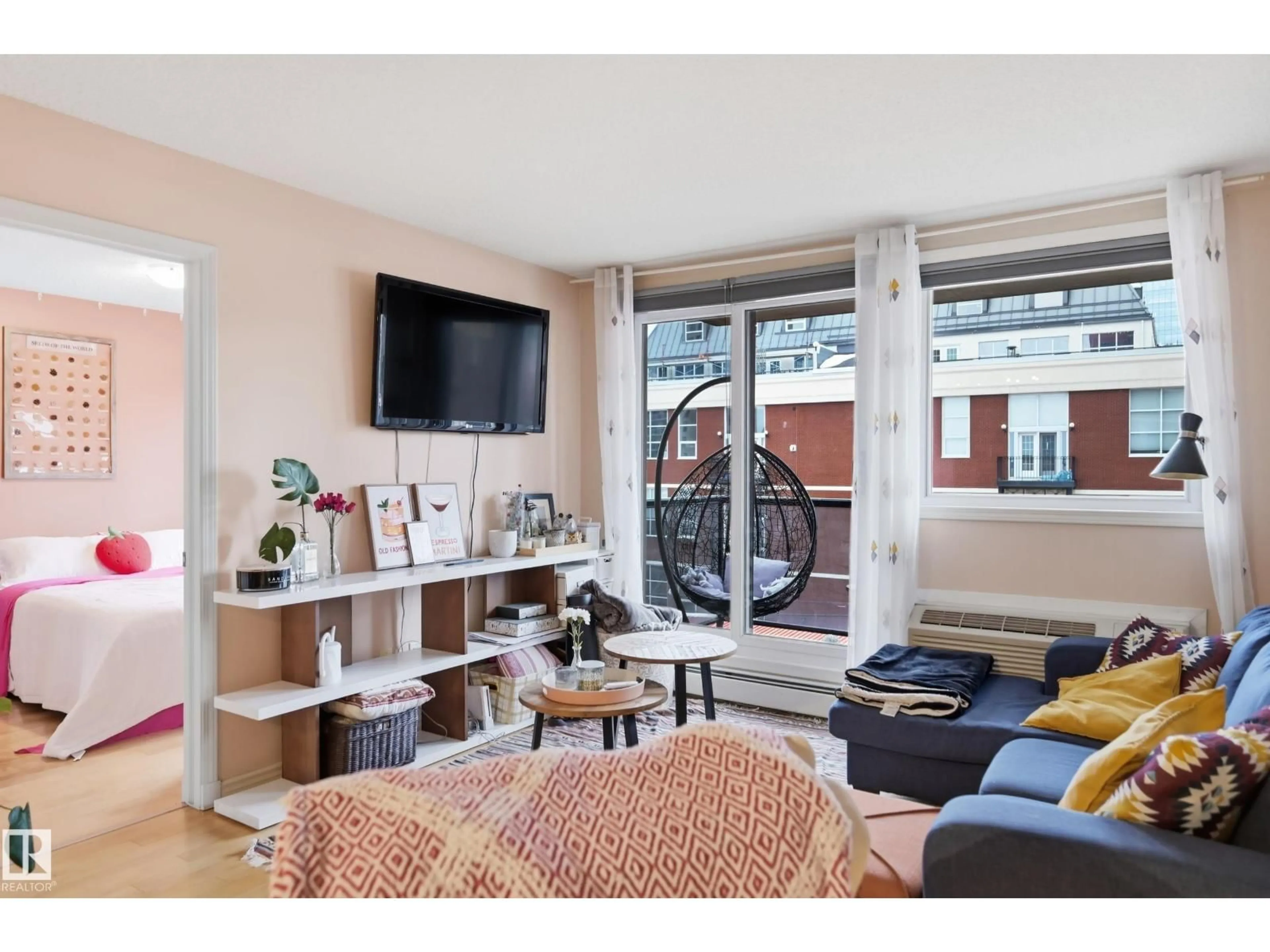 Living room with furniture, unknown for #402 - 10303 105 ST NW, Edmonton Alberta T5Y5G3