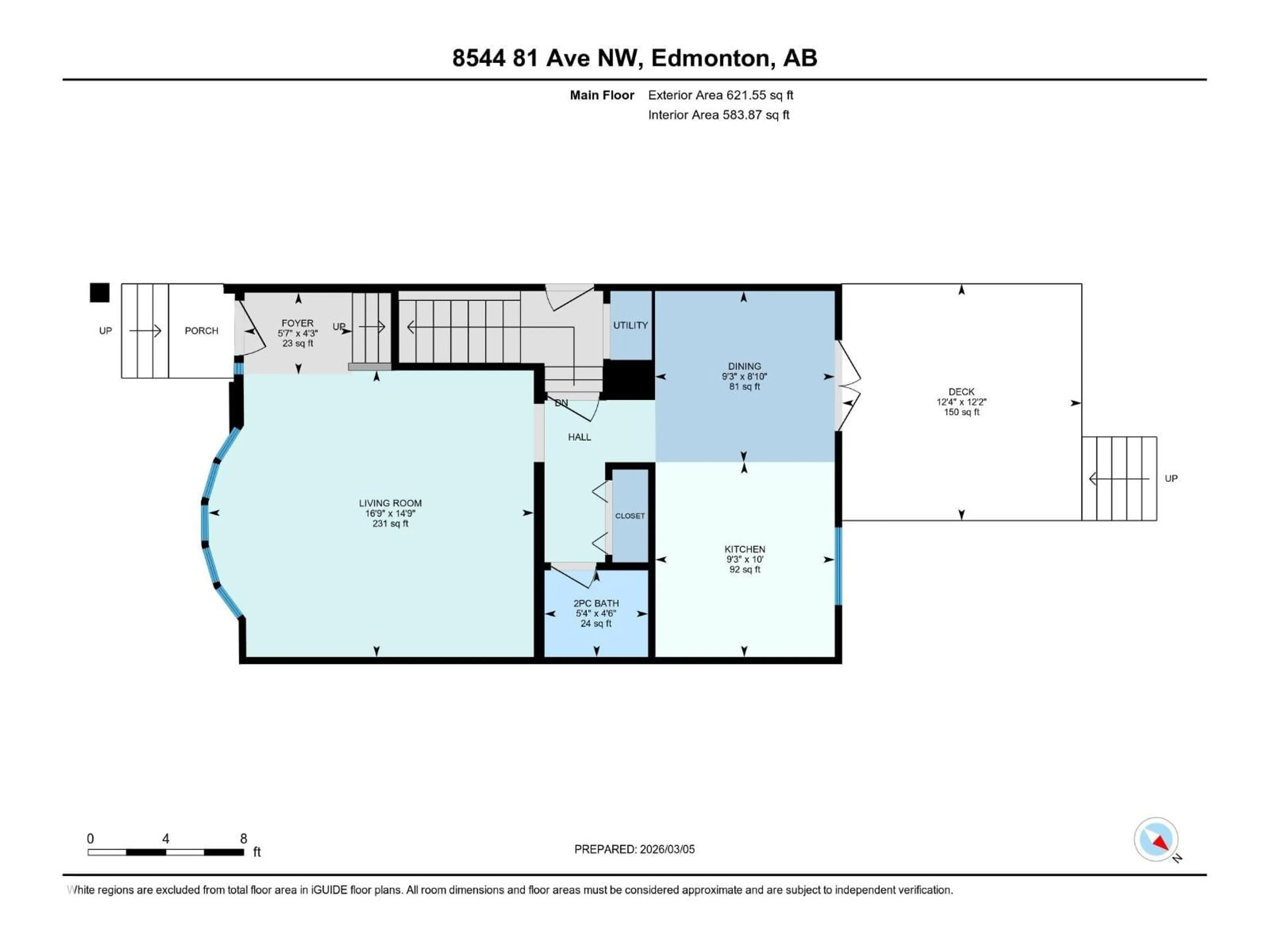 Floor plan for 8544 81 AV, Edmonton Alberta T6C0W4