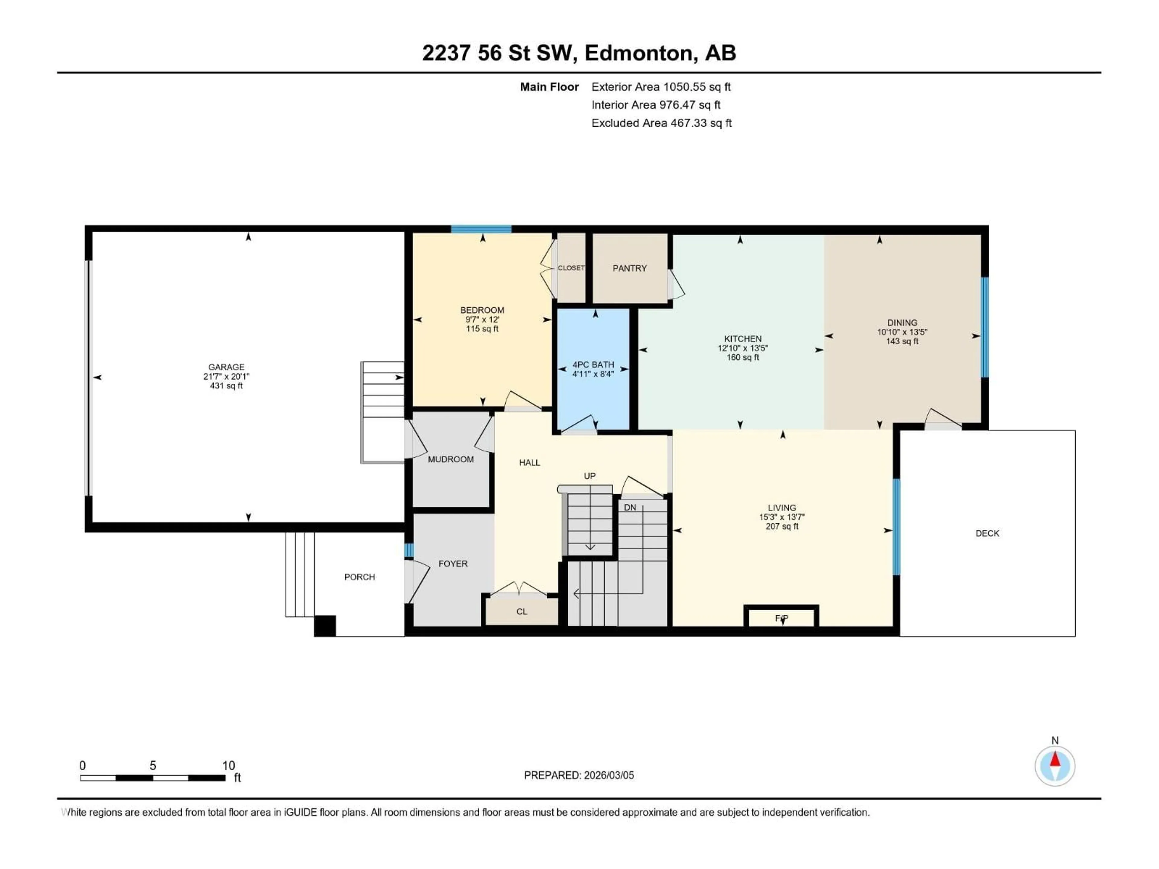 Floor plan for SW - 2237 56 ST, Edmonton Alberta T6X1A3