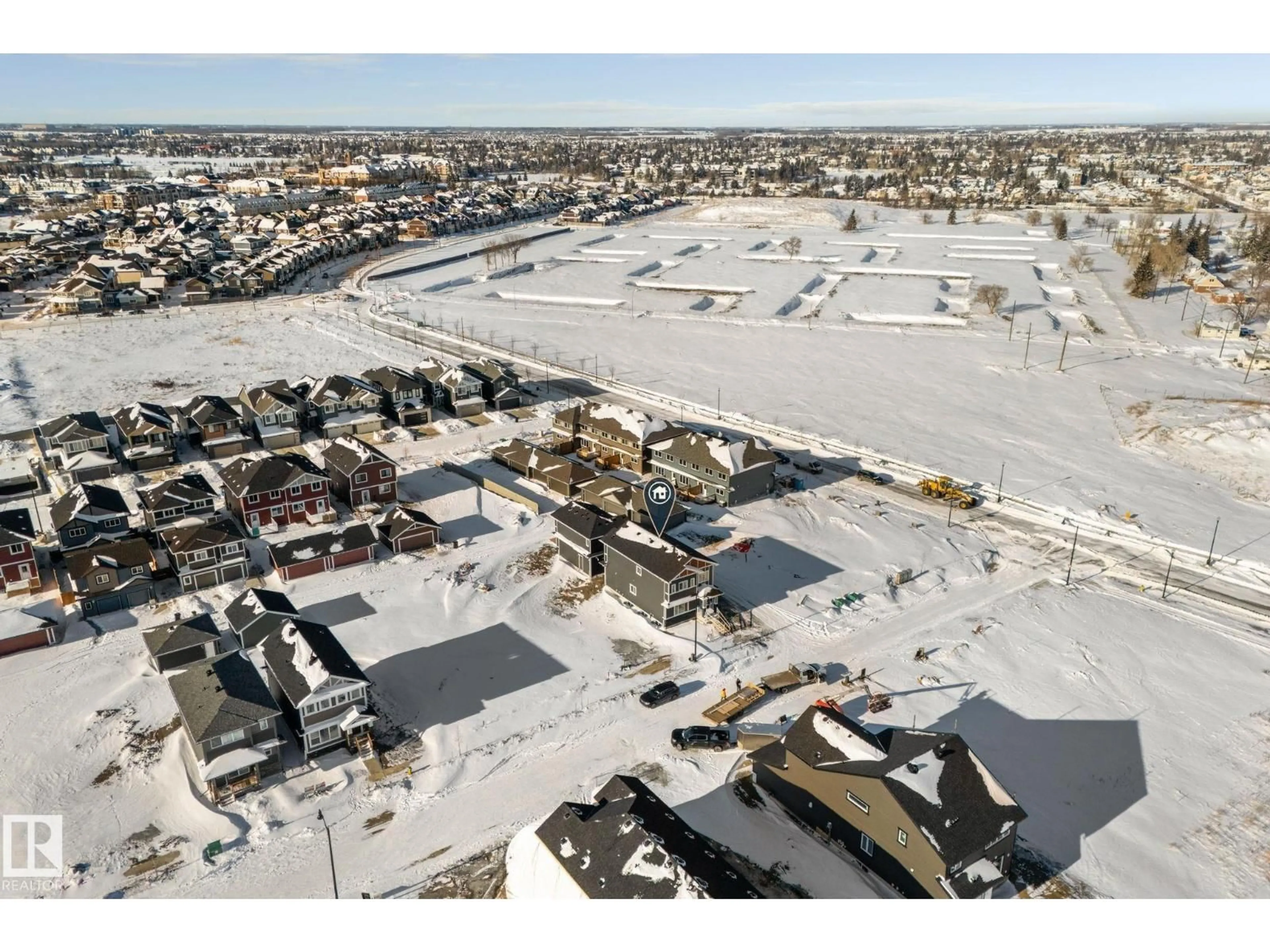 A pic from outside/outdoor area/front of a property/back of a property/a pic from drone, street for 3212 DALLAS SCHMIDT DR, Edmonton Alberta T5E7A8