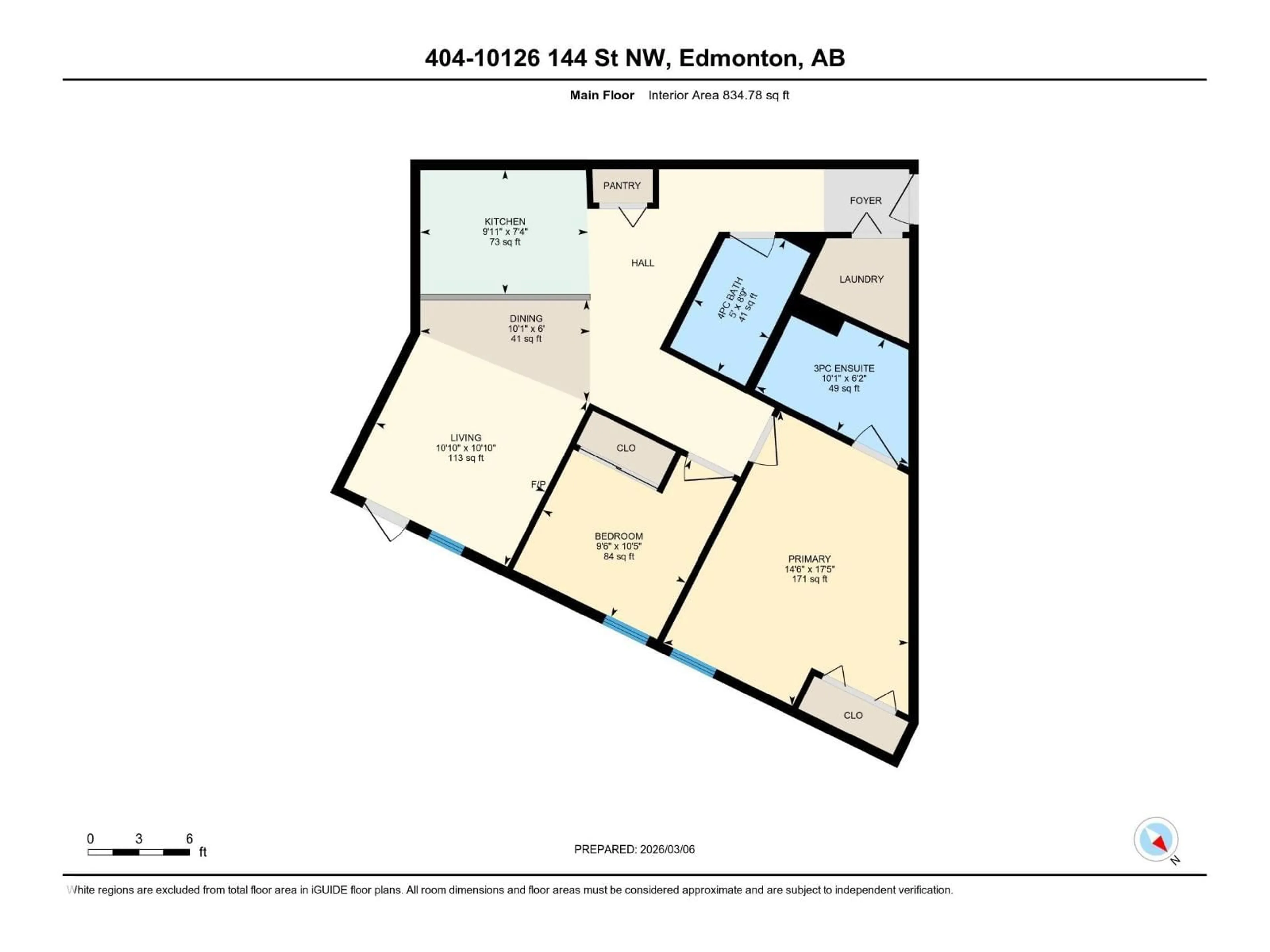 Floor plan for 404 - 10126 144 ST, Edmonton Alberta T5N2T7