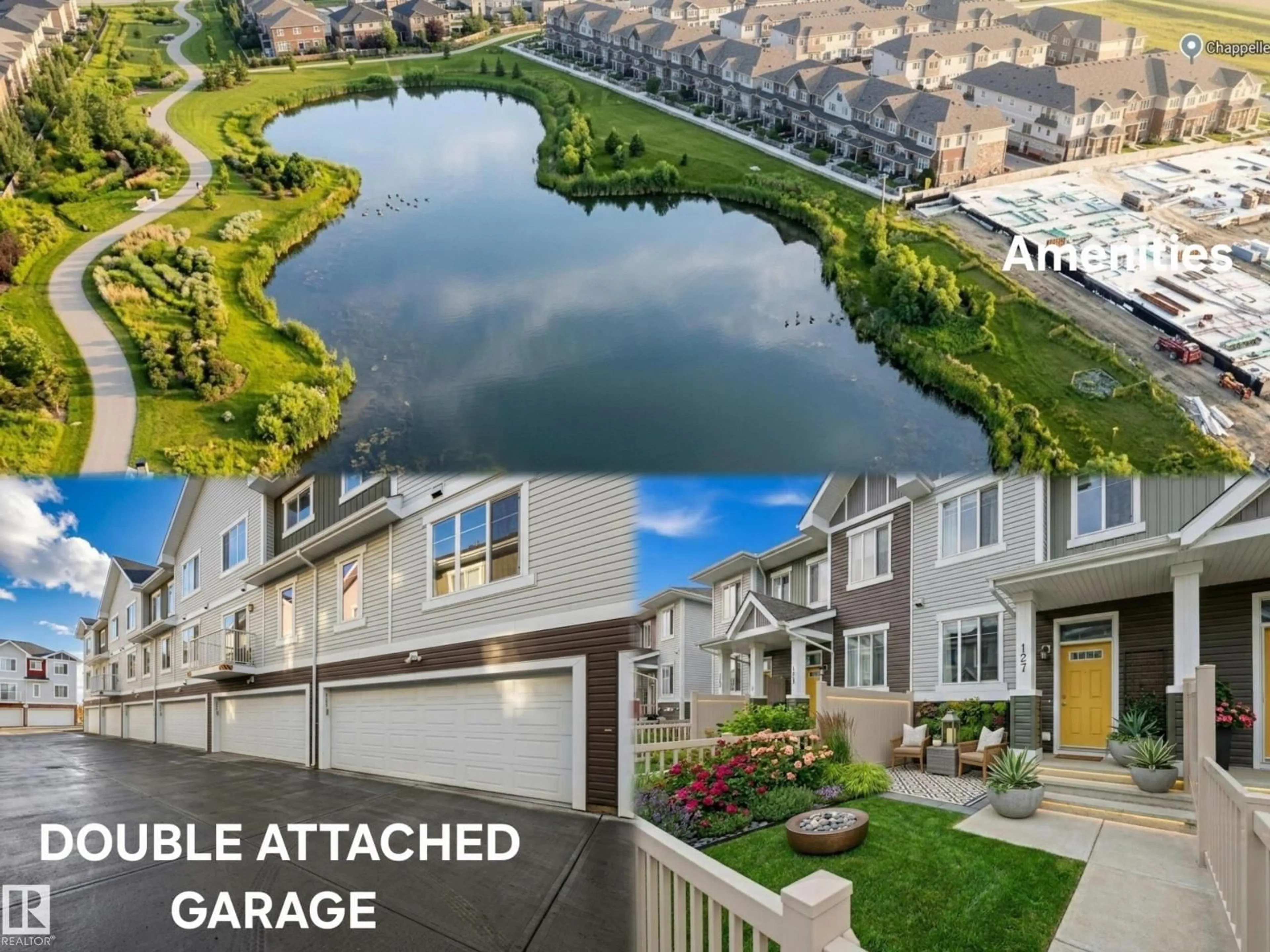 A pic from outside/outdoor area/front of a property/back of a property/a pic from drone, water/lake/river/ocean view for #127 - 2905 141 ST, Edmonton Alberta T6W3M4